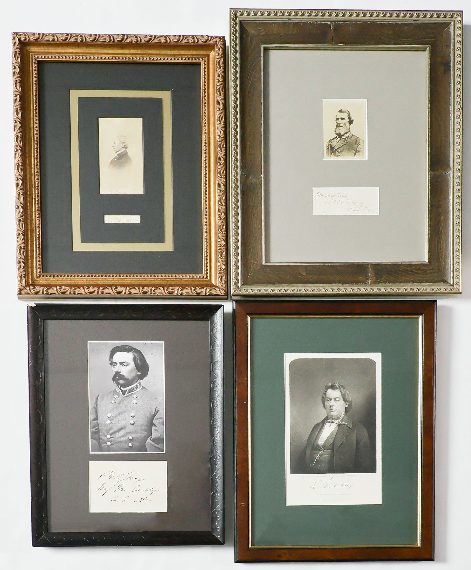 CONFEDERATE GENERALS (4): Lot of four signatures of prominent Confederate generals and notables, including: PIERCE M. B. YOUNG (1836-1896), signature on a card adding 'Maj. Gen. Cavalry C.S.A.'; ROBERT TOOMBS (1810-1885),