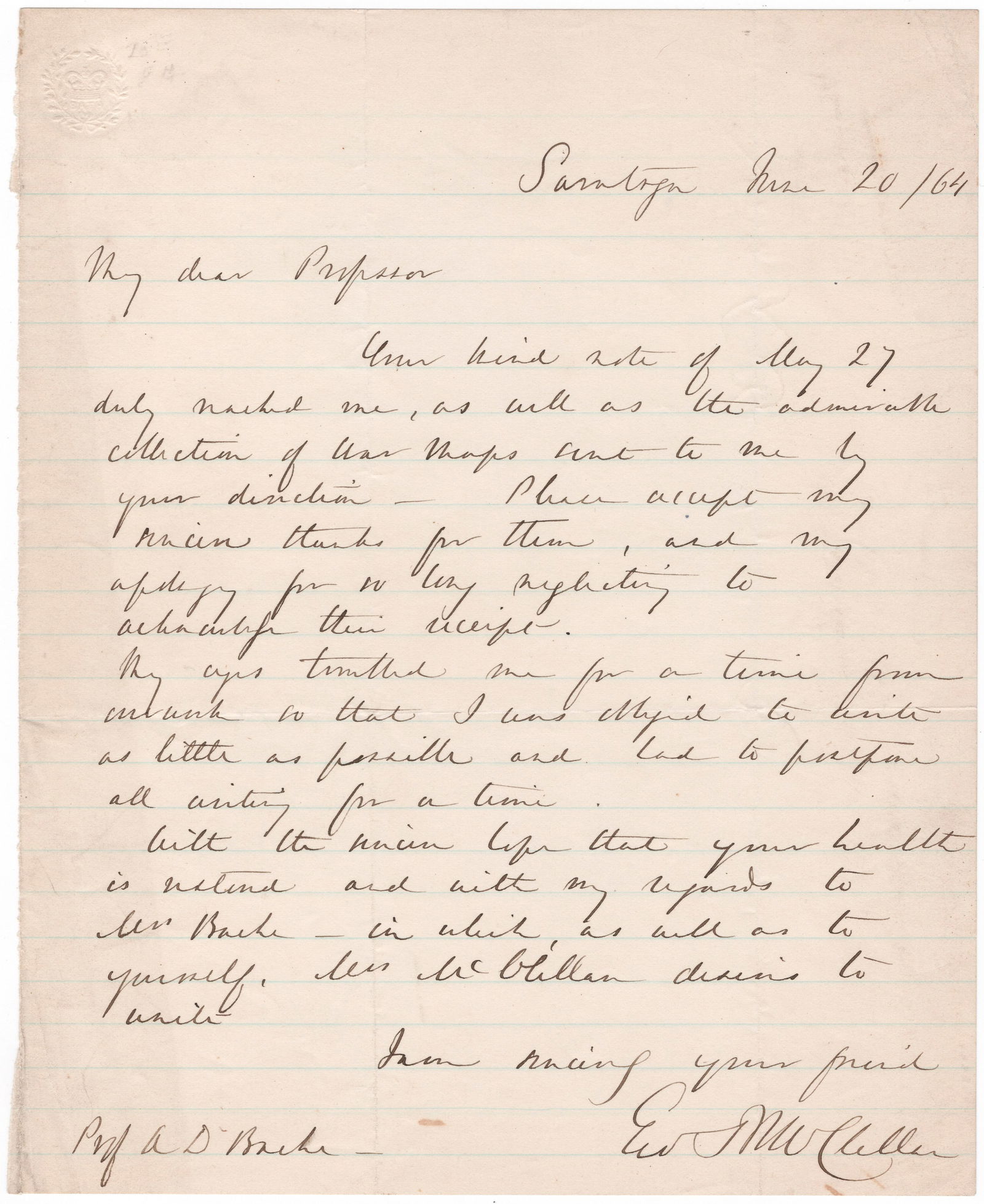 GEORGE B. MCCLELLAN: (1826 - 1885) Union major general and general-in-chief of the army whose hesitation in attacking Confederate forces caused him to be sacked by Lincoln. Good content and association, war-date A.L.S.,