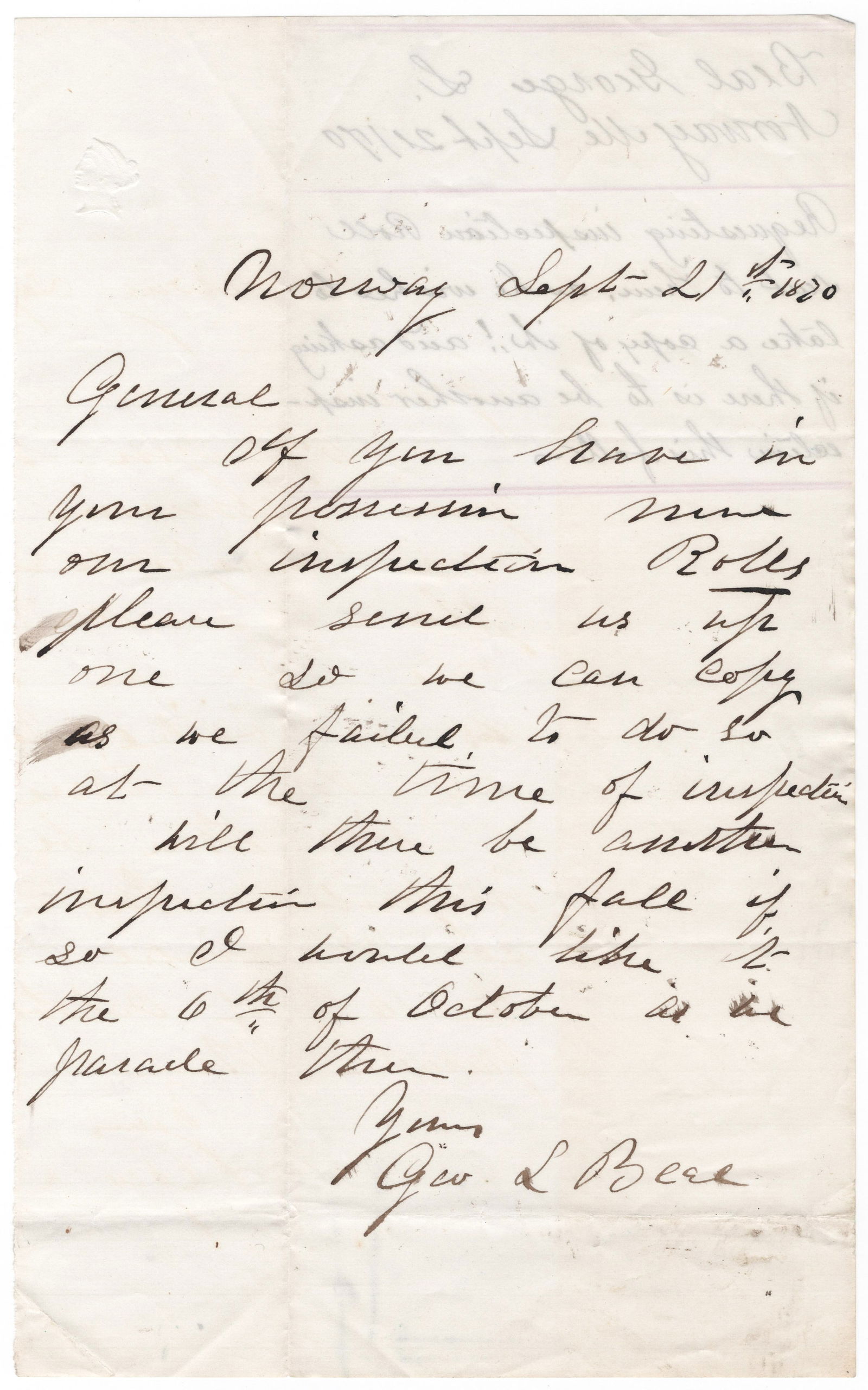 GEORGE L. BEAL: (1825 - 1896) Union brigadier general, colonel of the 10th Maine who was severely wounded at Antietam, later colonel of the 29th Maine Infantry in the XIX Corps, and took part in the Red River