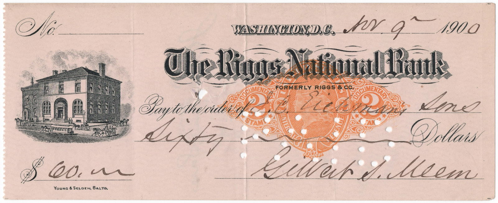 GILBERT S. MEEM: (1824 - 1908) Confederate brigadier general of the Virginia Militia who led eight regiments and fought under Jackson at Winchester and in advances on Bath and Romney. Scarce partly-printed D.S. 1p.