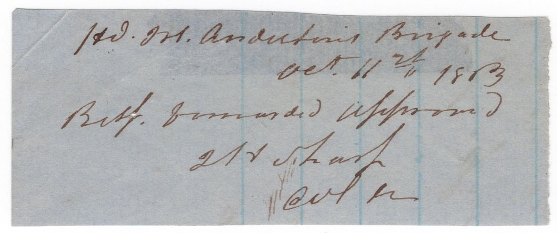 JACOB H. SHARP: (1833-1907) Confederate brigadier general commander of Sharp's Brigade which played a prominent role in many engagements of the Army of Tennessee in the Western Theater. War-date A.E.S. on a 3 x 1 in.