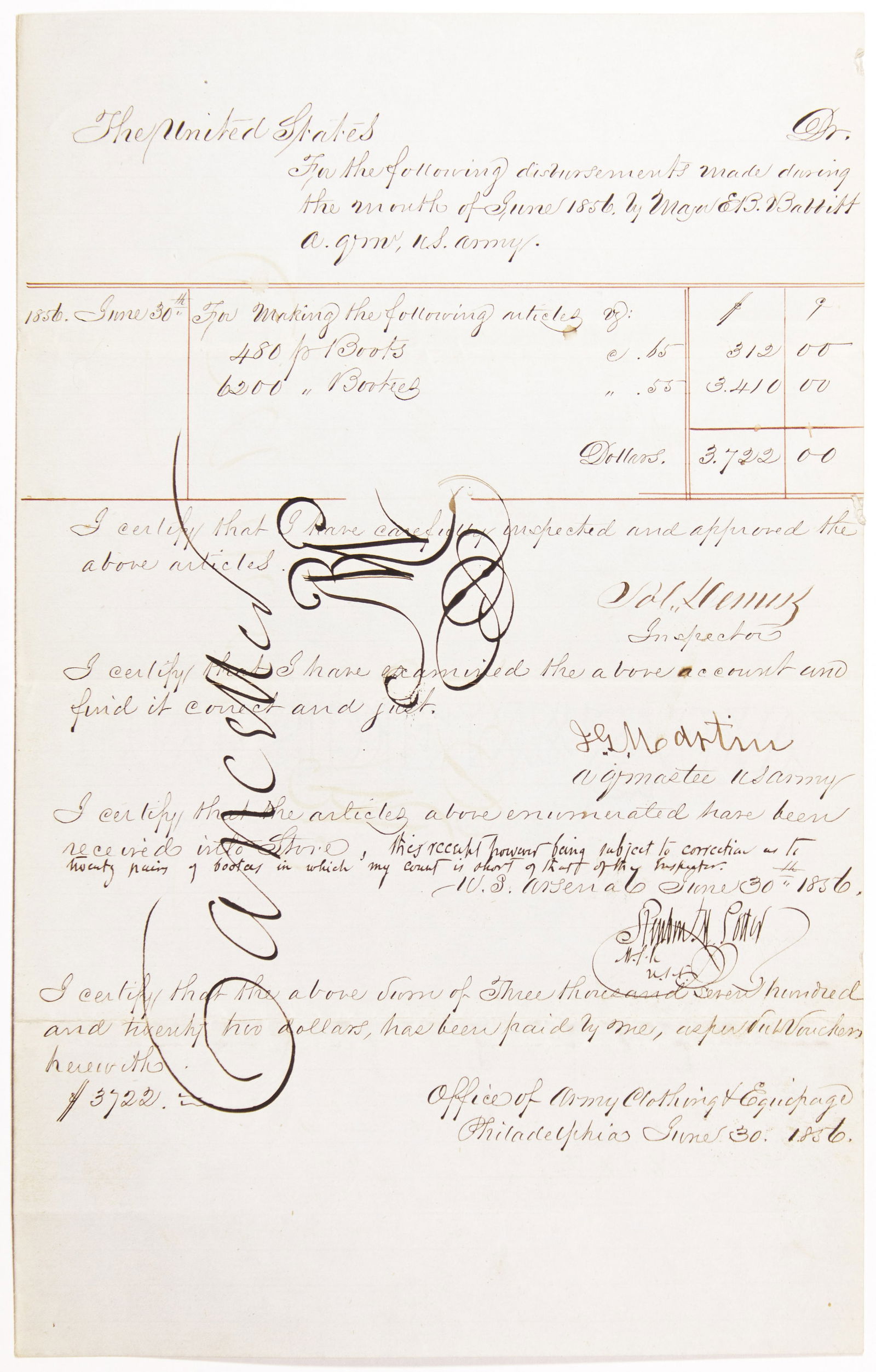 JAMES G. MARTIN: (1819-1878) Confederate brigadier general commanding the district of North Carolina. He was the first to suggest using blockade runners to import supplies from Europe into the Confederacy. Signed