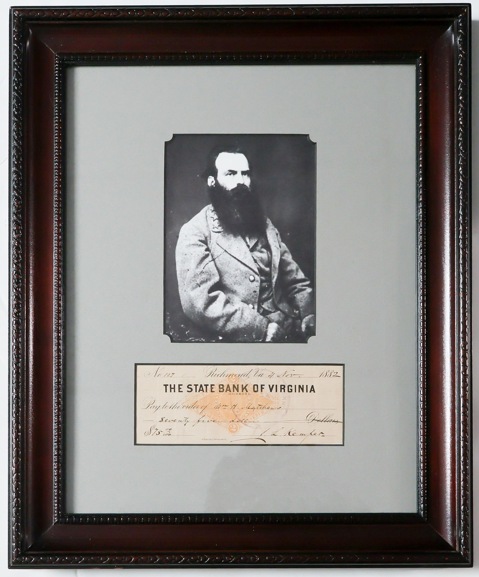 JAMES L. KEMPER: (1823 - 1895) Confederate brigadier general who fought at First Bull Run, Seven Pines, Fredericksburg, and Gettysburg. At Gettysburg he was severely wounded and captured during Pickett's charge.