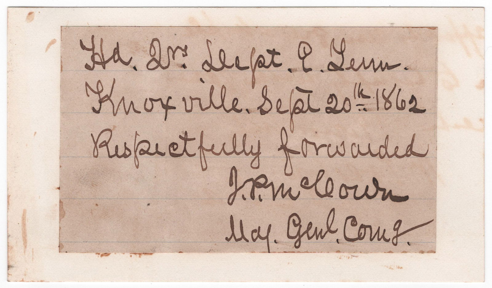 JOHN P. MCCOWN: (1815-1879) Confederate brigadier general, defended New Madrid from a siege by Pope, then commanded the Army of the West and became part of Hardee's Corps. Relieved of his command in April 1863 when