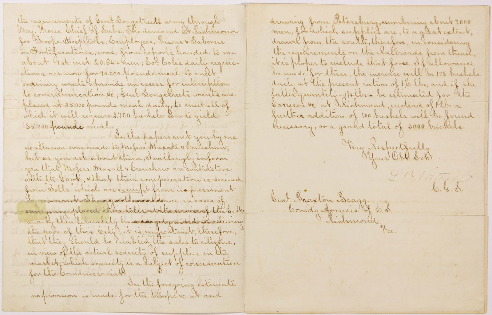 LUCIUS B. NORTHROP: (1811-1894) Confederate Commissary-General appointed by Confederate President Jefferson Davis, a personal friend. Northrop was responsible for the logistics and supply chain that transported food, clo