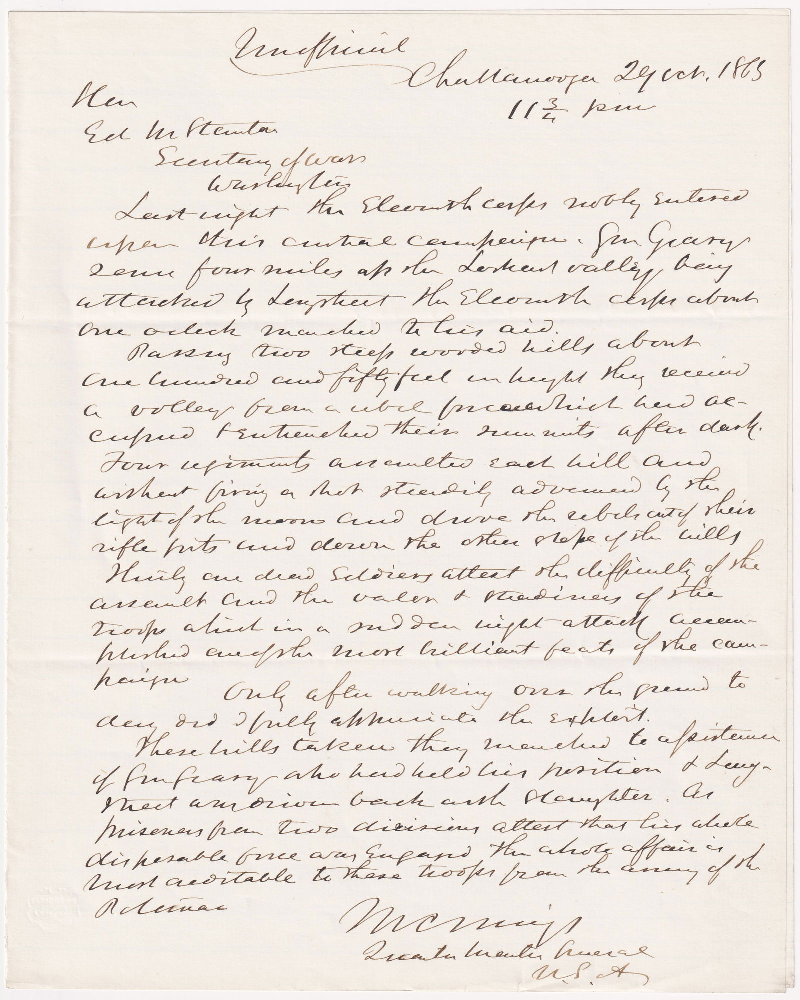 MONTGOMERY C. MEIGS: (1816-1892) Union brigadier general and quartermaster general whose responsibilities included overseeing railroad, ship, and wagon transportation for the army. Instrumental in the establishment of Arl