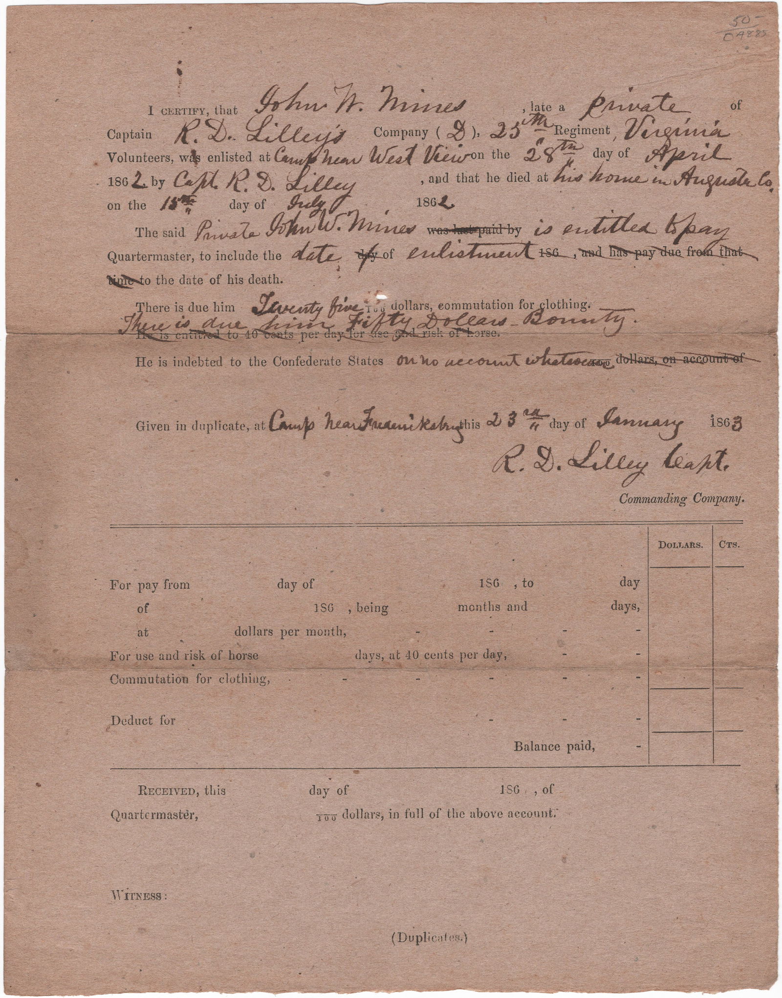 ROBERT D. LILLEY: (1836 – 1886) Confederate brigadier general who served in most of the leading battles of the Army of Northern Virginia and led a brigade of infantry in the Shenandoah Valley in the last years of