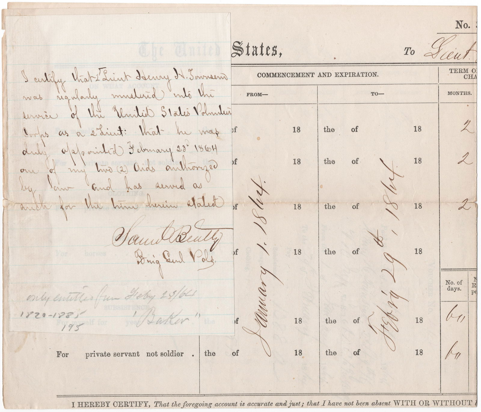 SAMUEL BEATTY: (1820 - 1885) Union brigadier general, fought at Shiloh and subsequently commanded a brigade in the Army of the Cumberland at the Battle of Perryville in Kentucky that autumn. His personal bravery at