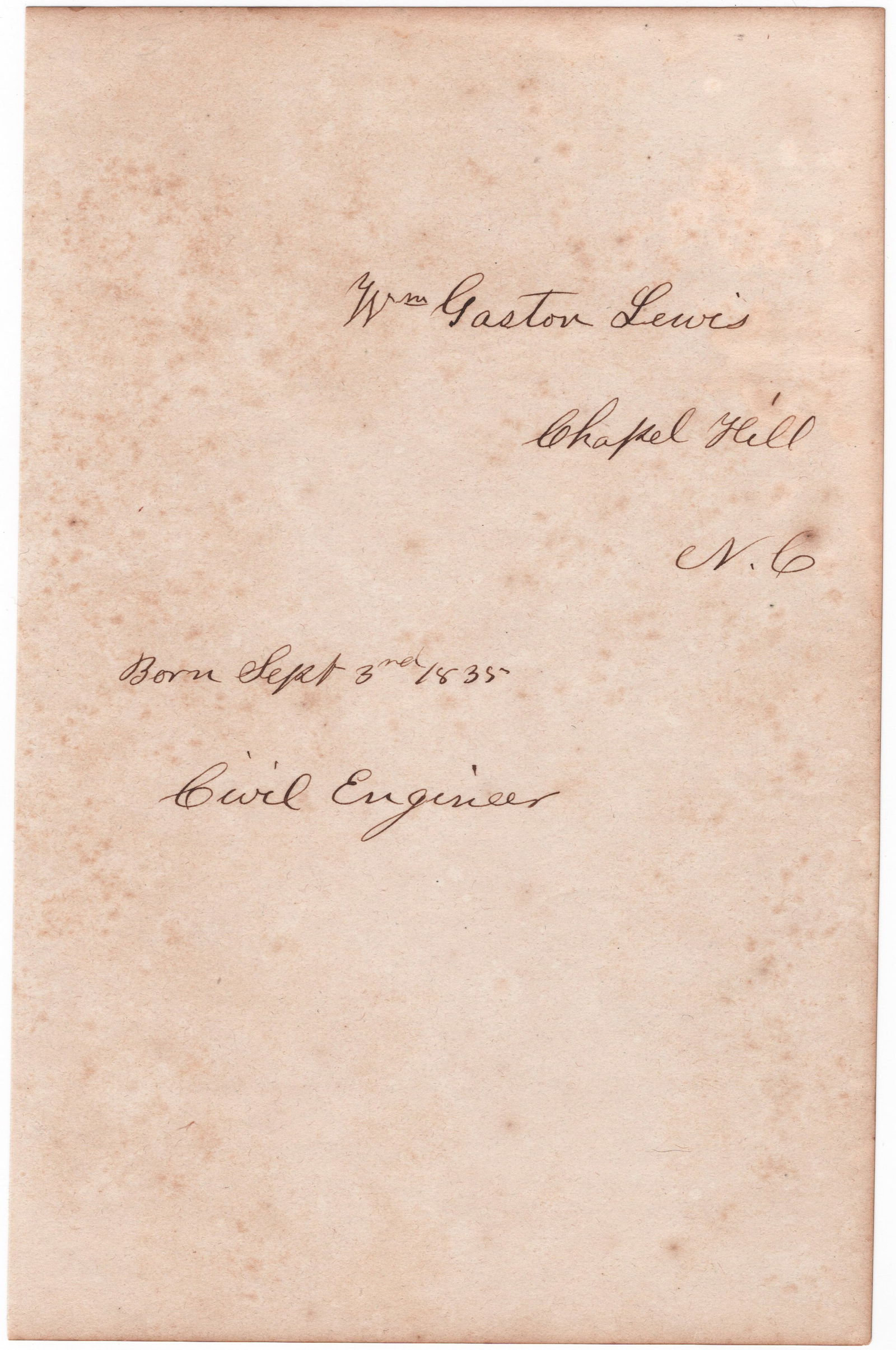 WILLIAM GASTON LEWIS: (1835 - 1901) Confederate brigadier general, fought with the 33rd North Carolina Infantry at the Seven Days Battle and the Battle of Malvern Hill, at New Bern and Kinston. In the spring of 1863, his
