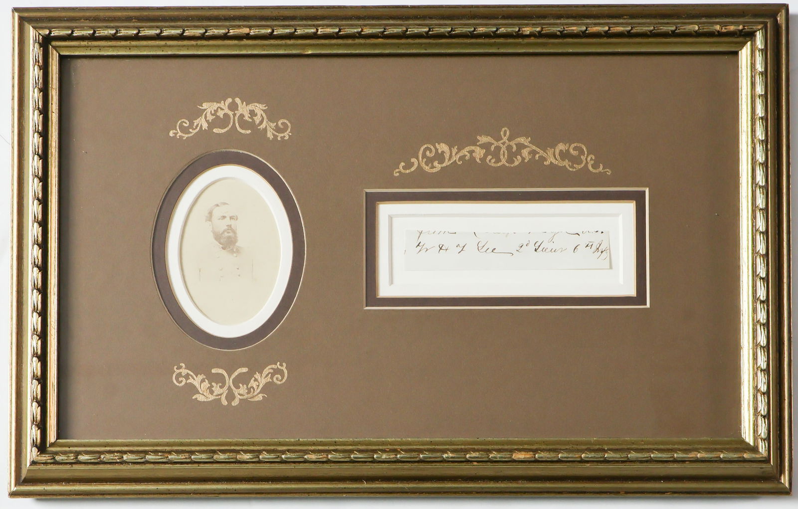 WILLIAM H. F. LEE: (1837-1891) Confederate major general of cavalry and son of R.E. Lee who fought at Chancellorsville, Fredericksburg, and surrendered at Appomattox. Signature adding rank as '2d Lieut 67th Infy' o