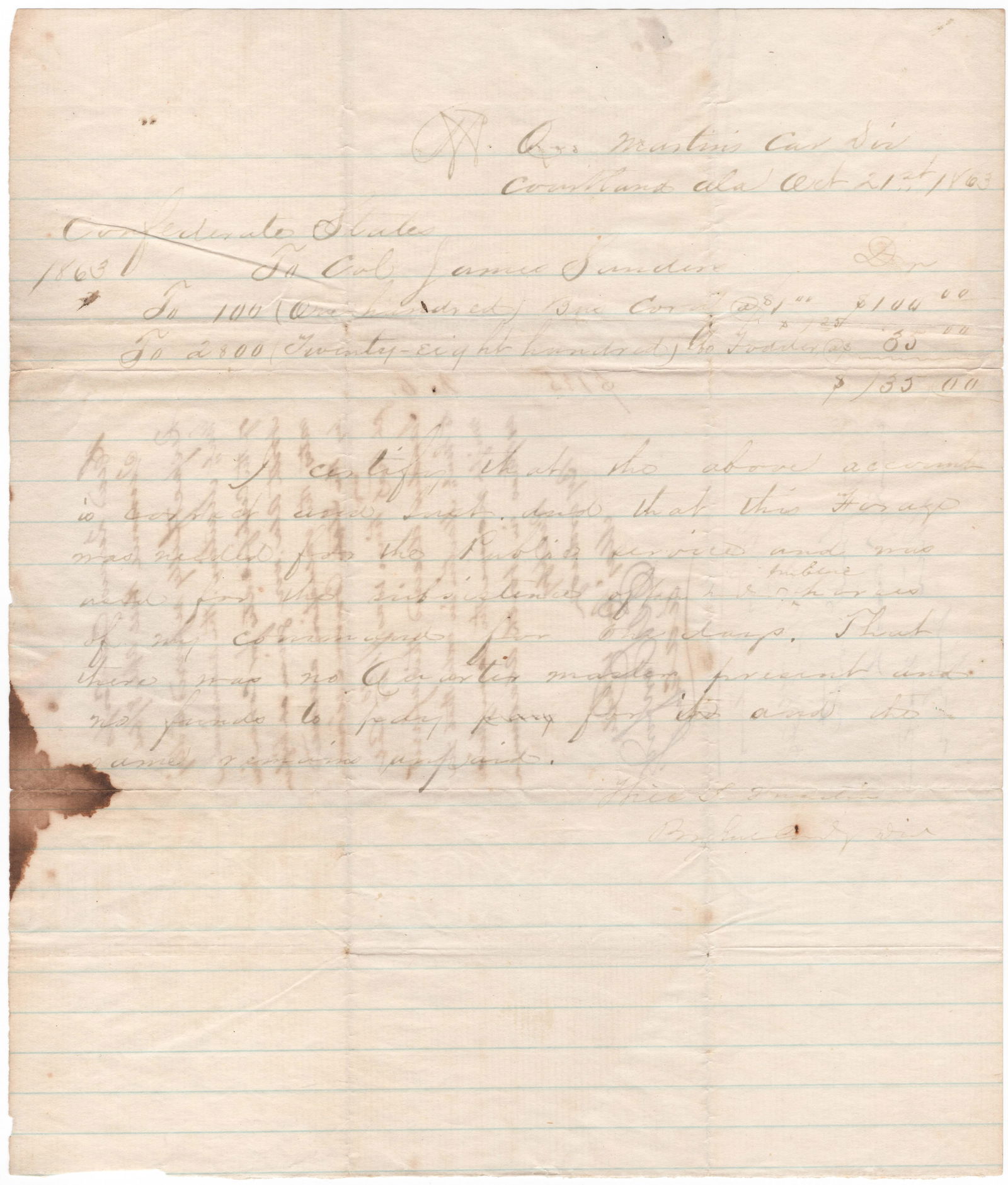 WILLIAM T. MARTIN: (1823 - 1910) Confederate major general, served in J.E.B. Stuart's brigade during the Peninsular Campaign, seeing action at the Battle of Williamsburg; the Battle of Seven Pines; as well as Stuart's c