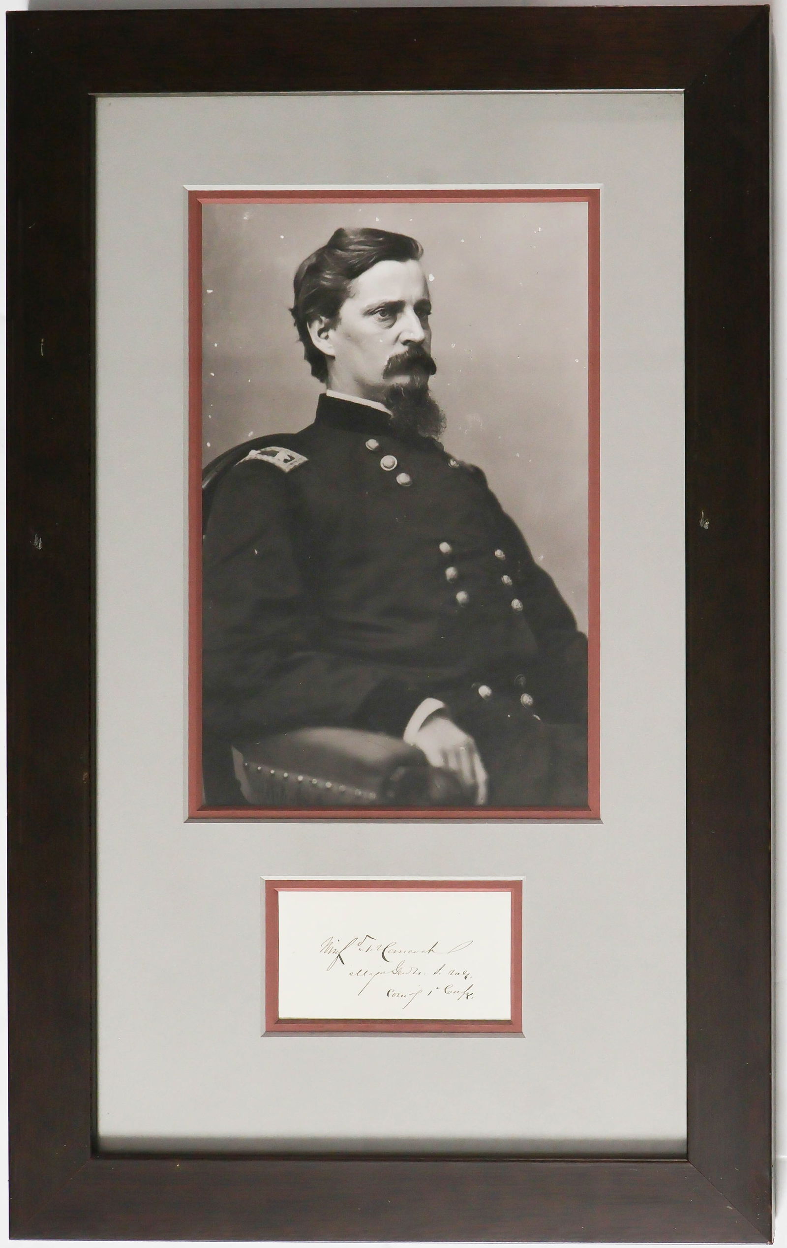 WINFIELD SCOTT HANCOCK: (1824 - 1886) Union major general severely wounded facing Pickett's charge at Gettysburg, also active at Antietam, Fredericksburg and Chancellorsville. An absolutely perfect war-date signature on a ca