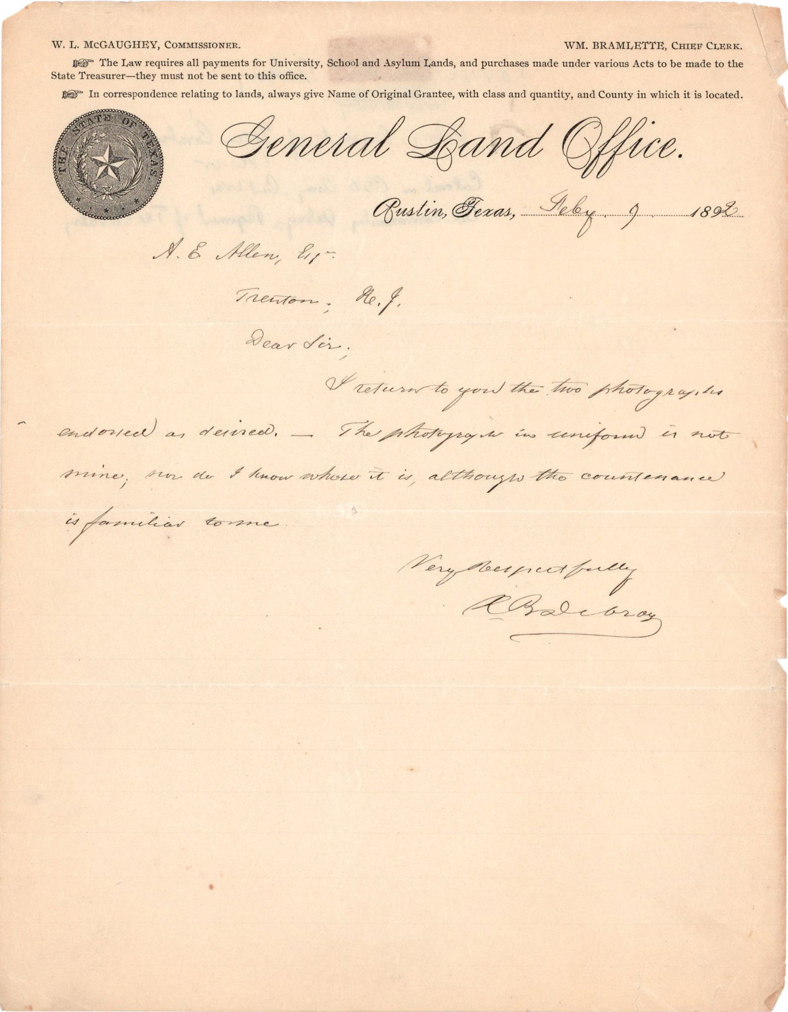 XAVIER B. DEBRAY: (1818-1895) French Confederate brigadier general who served most notably during the Red River Campaign. A.L.S. ‘X. B. DeBray’ 1p. 4to., Rustin, TX, Feb. 9, 1898, in part: ‘I return