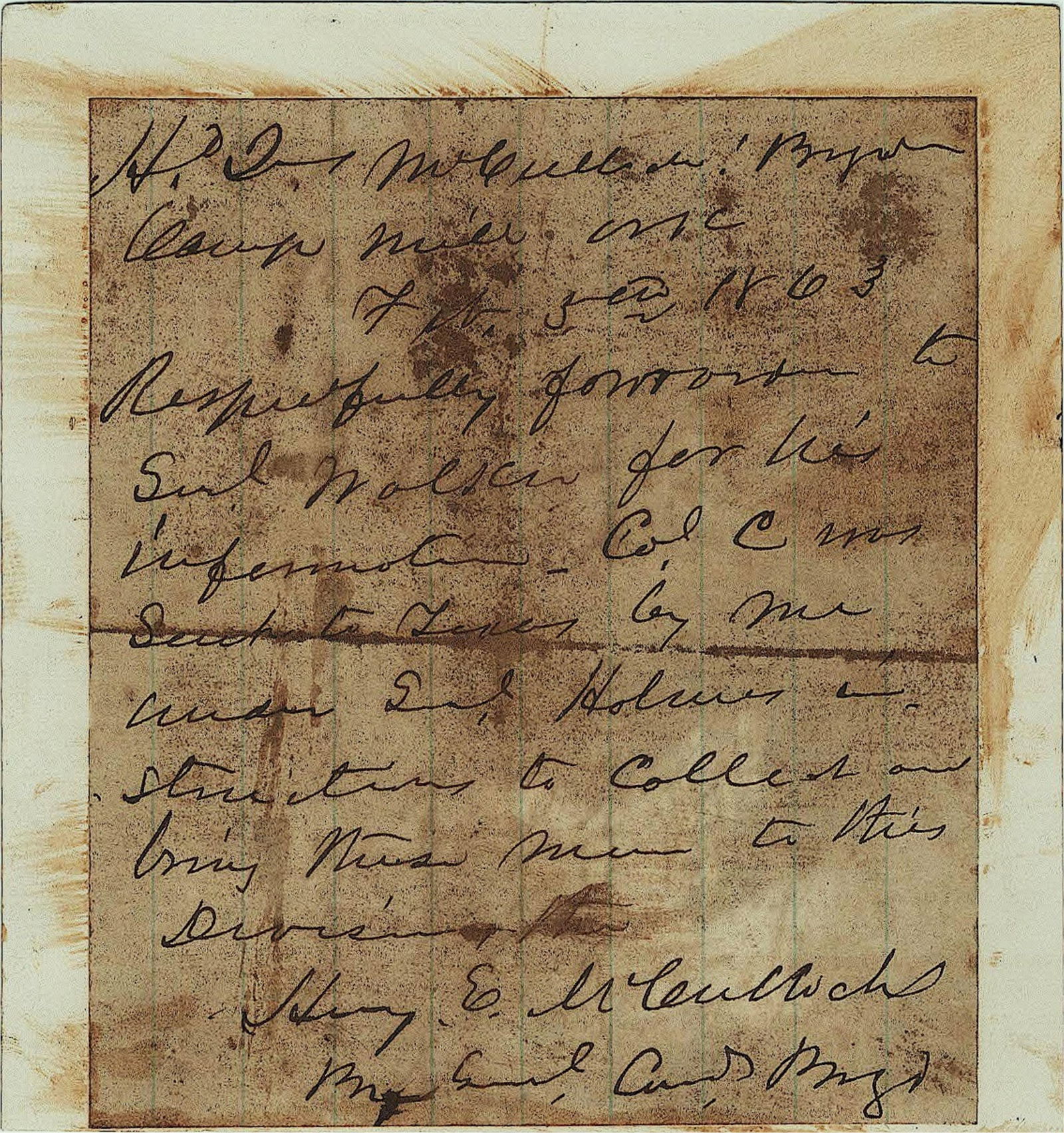 (TEXAS) HENRY E. MCCULLOCH: (1816 - 1895) Soldier in the Texas Revolution, a Texas Ranger, and Confederate brigadier general in command of Texas' defensive forces who led a brigade in an attempt to relieve Vicksburg. War-date