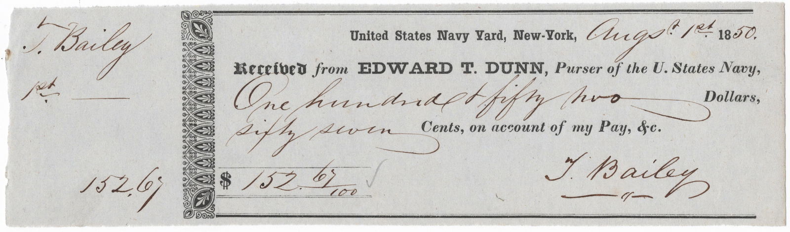 (UNION NAVY) THEODORUS BAILEY: (1805-1877) U.S. Navy rear admiral, Farragut’s second in command during the advance up the Mississippi River. Upon arriving at New Orleans, Farragut sent Bailey ashore to accept the city’s