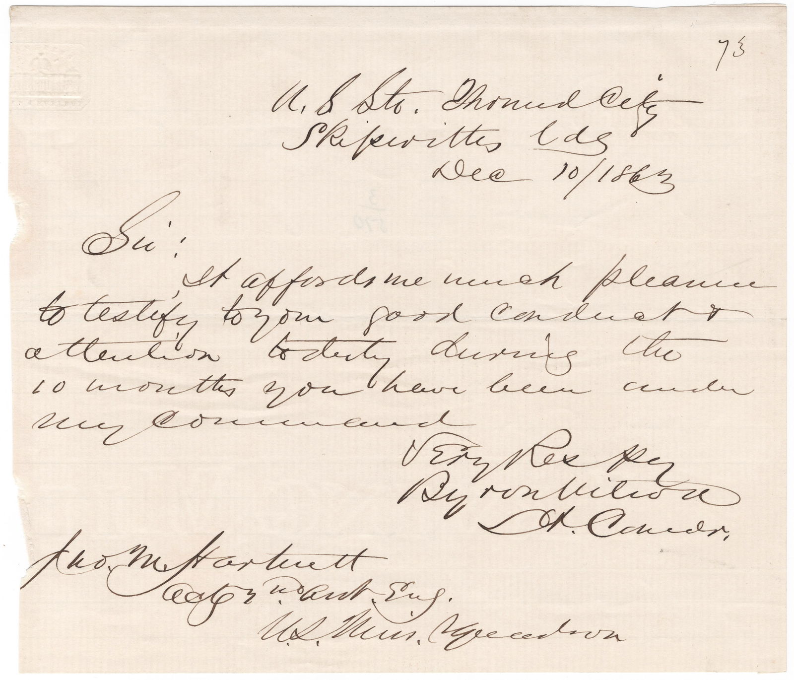 (UNION NAVY) USS MOUND CITY COMMANDER BYRON WILSON (1 of 1)