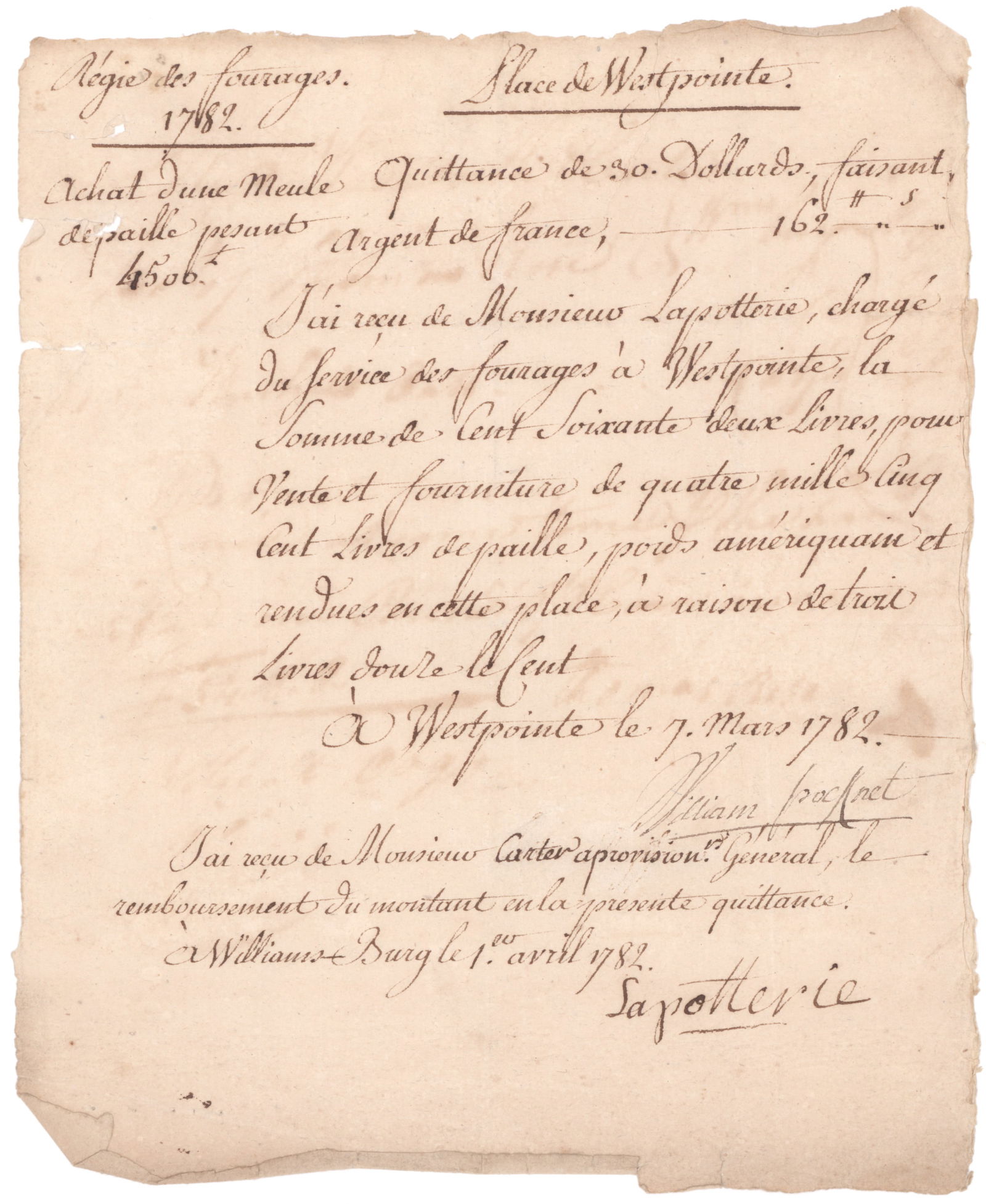 FORAGE FOR WEST POINT DURING THE REVOLUTIONARY WAR (1 of 2)