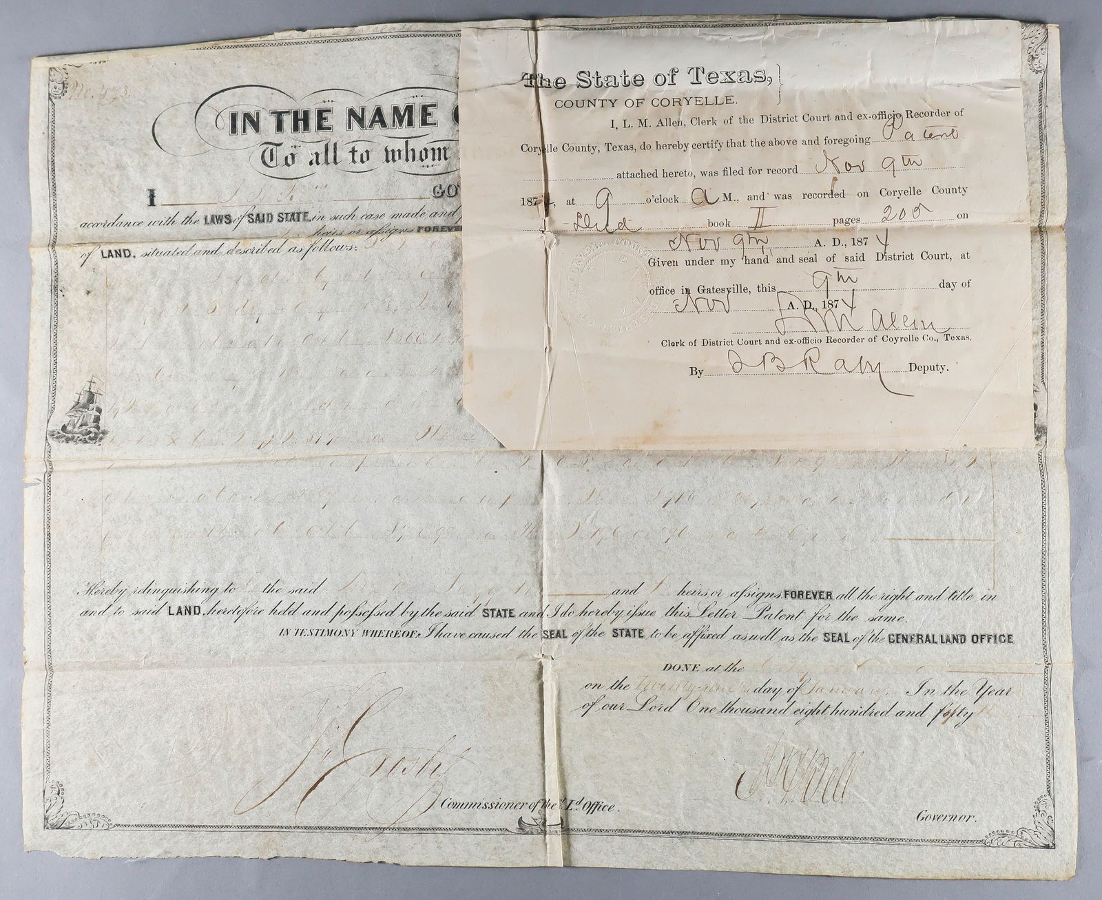 (EARLY TEXAS): PETER H. BELL (1812-1898) American soldier known for his role during the battle of Buena Vista and later the governor of Texas from 1849-1853, and Member of Congress, serving from 1853-1857. Partly-pr