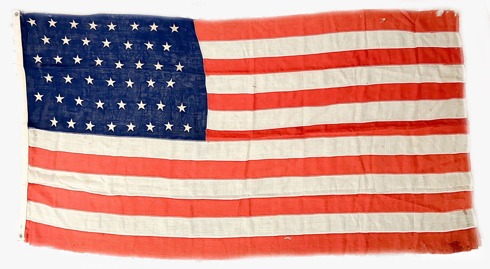 46-STAR LINEN AMERICAN FLAG, SEWN STARS (1 of 4)