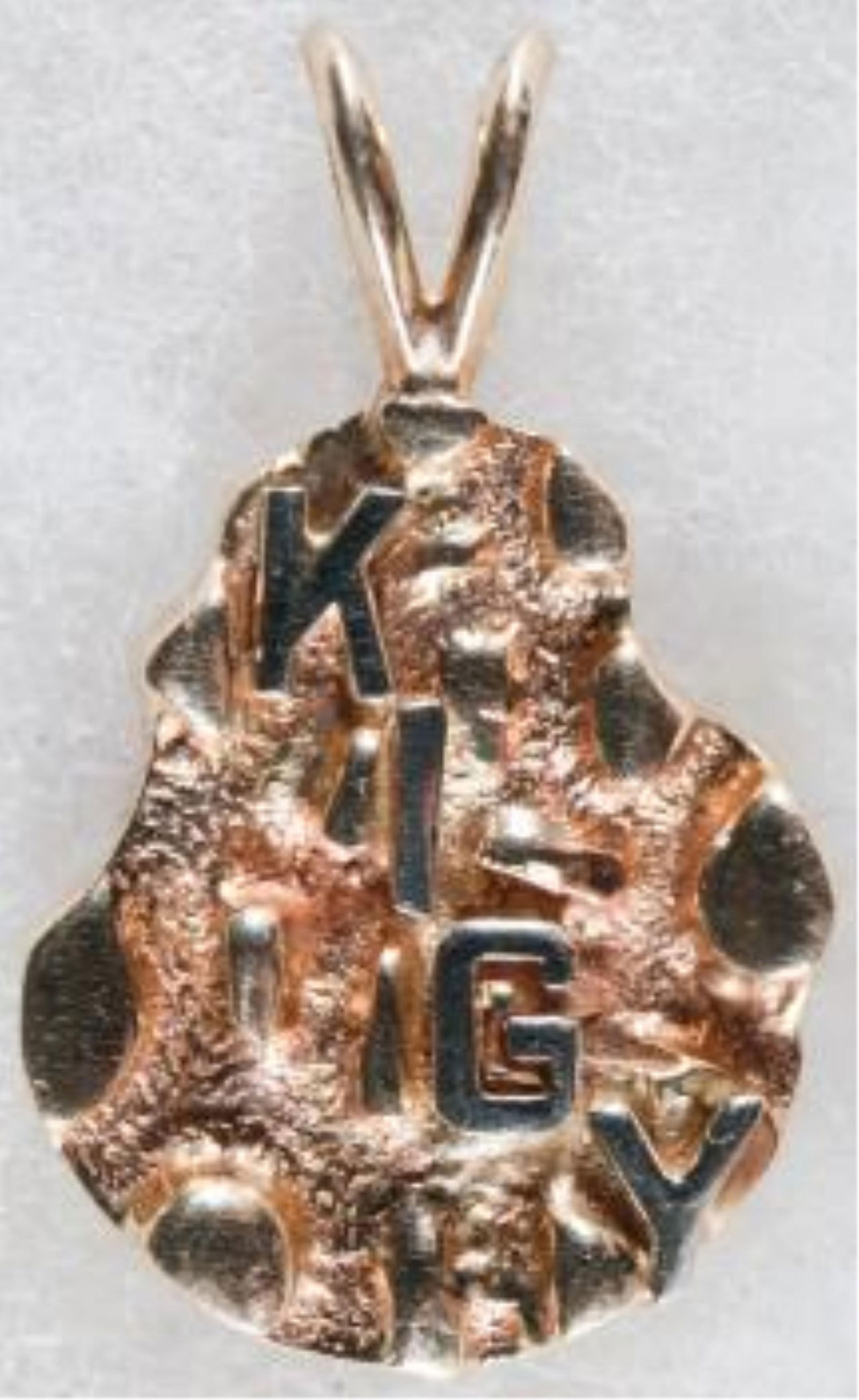 KU KLUX KLAN GOLD NUGGET NECKLACE: Rare Klan-oriented necklace charm from the estate of a Ku Klux Klan Grand Dragon, Grand Dragon being the top ranking officer in any state that hosted a Klan 'Realm', and only one individual could