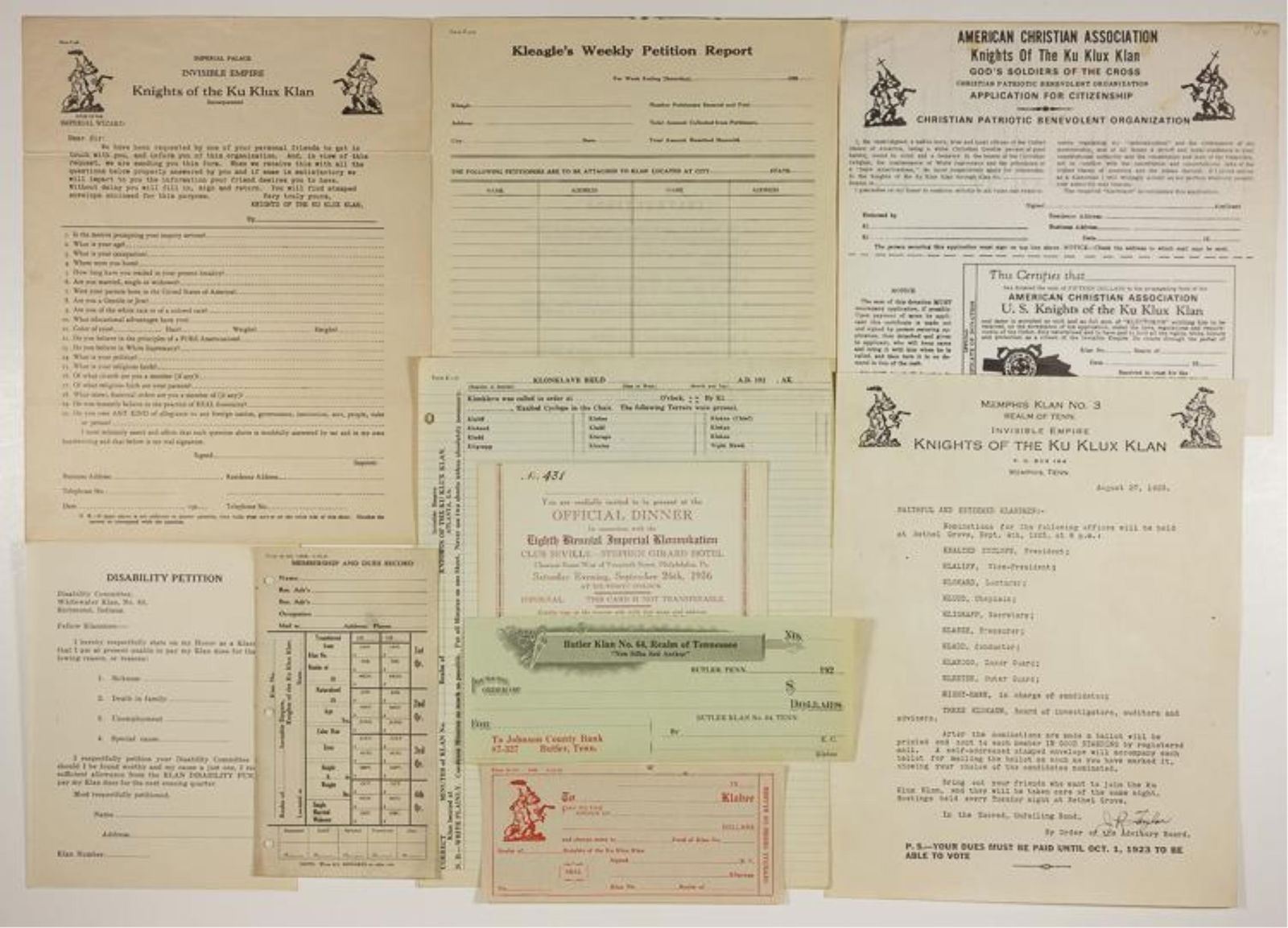 KU KLUX KLAN DOCUMENT BLANKS - 2