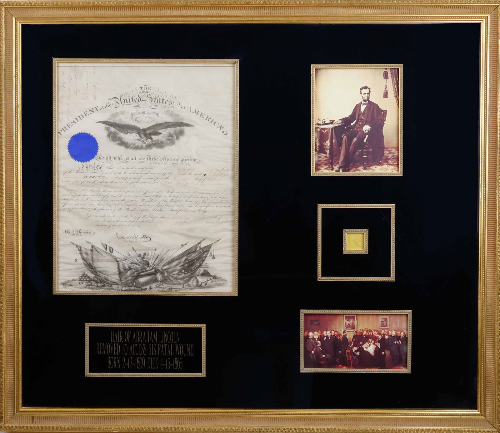 ABRAHAM LINCOLN: (1809-1865) Sixteenth President of the United States who led the Union through the Civil War and emancipated the slaves, assassinated. Partly-printed D.S. ‘Abraham Lincoln’ as President, 1