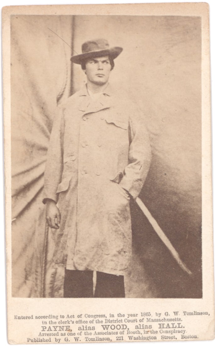 LINCOLN ASSASINATION - LEWIS THORNTON POWELL: (1844 – 1865) Also known as Lewis Paine or sometimes ‘Reverend’ Payne, Powell was a Confederate soldier who attempted to assassinate William Henry Seward as part of the Lincoln