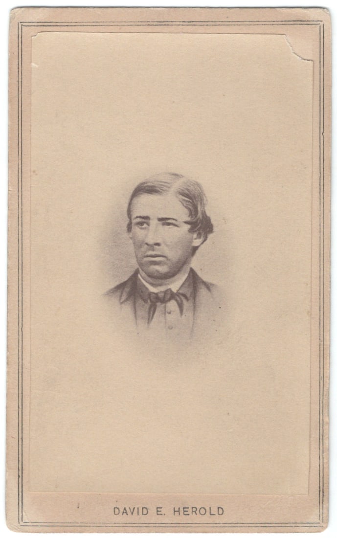 (LINCOLN ASSASSINATION) DAVID E. HEROLD: (1842-1867) American pharmacist and John Wilkes Booth’s accomplice in the Lincoln assassination. He was, in fact, deeply involved in a wider conspiracy that had targeted not only the President,