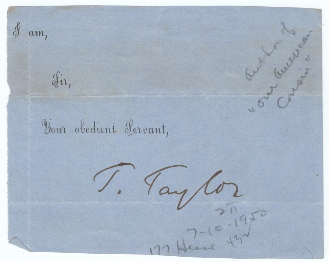 LINCOLN ASSASSINATION - TOM TAYLOR: (1817-1880) English dramatist best remembered as the author of ‘Our American Cousin’, the performance of which was attended by Abraham Lincoln when he was assassinated at Ford’s