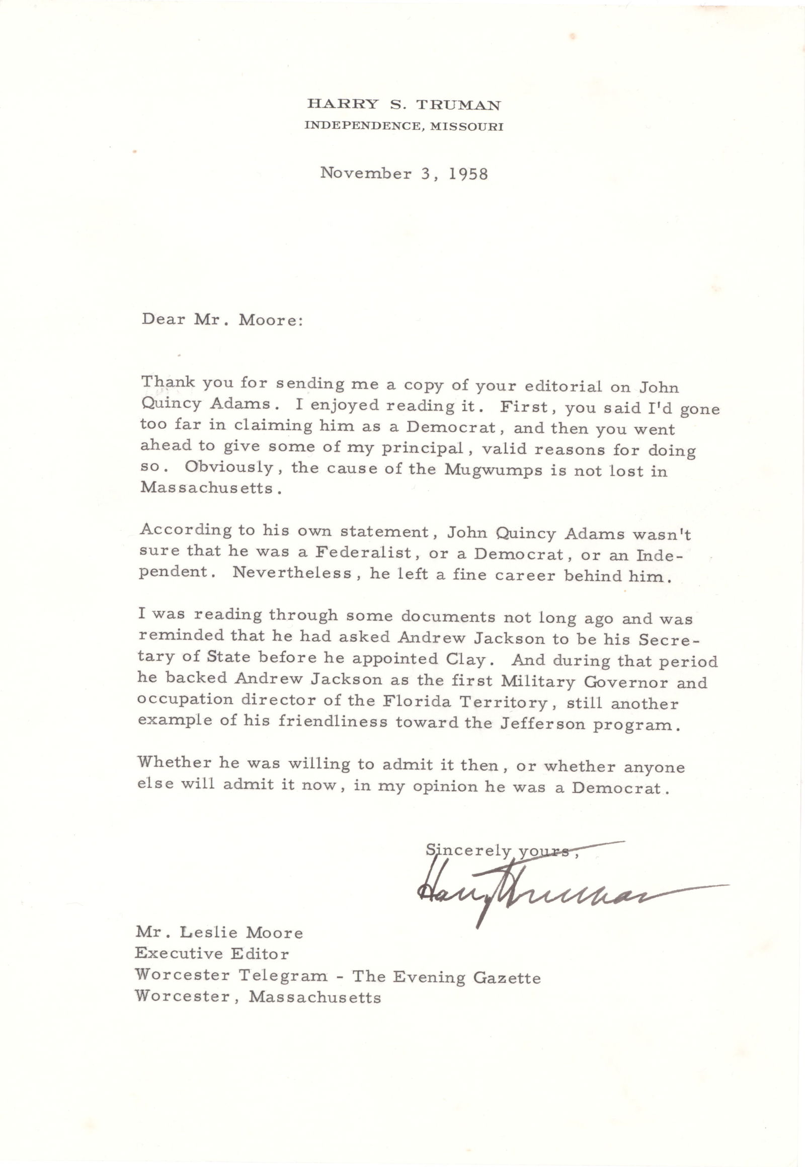 HARRY S. TRUMAN: (1884-1972) 33rd President of the United States who led the country in the closing days of World War II and through the rebuilding of Europe under the Marshall Plan and the Korean War. TRUMAN ARGUES