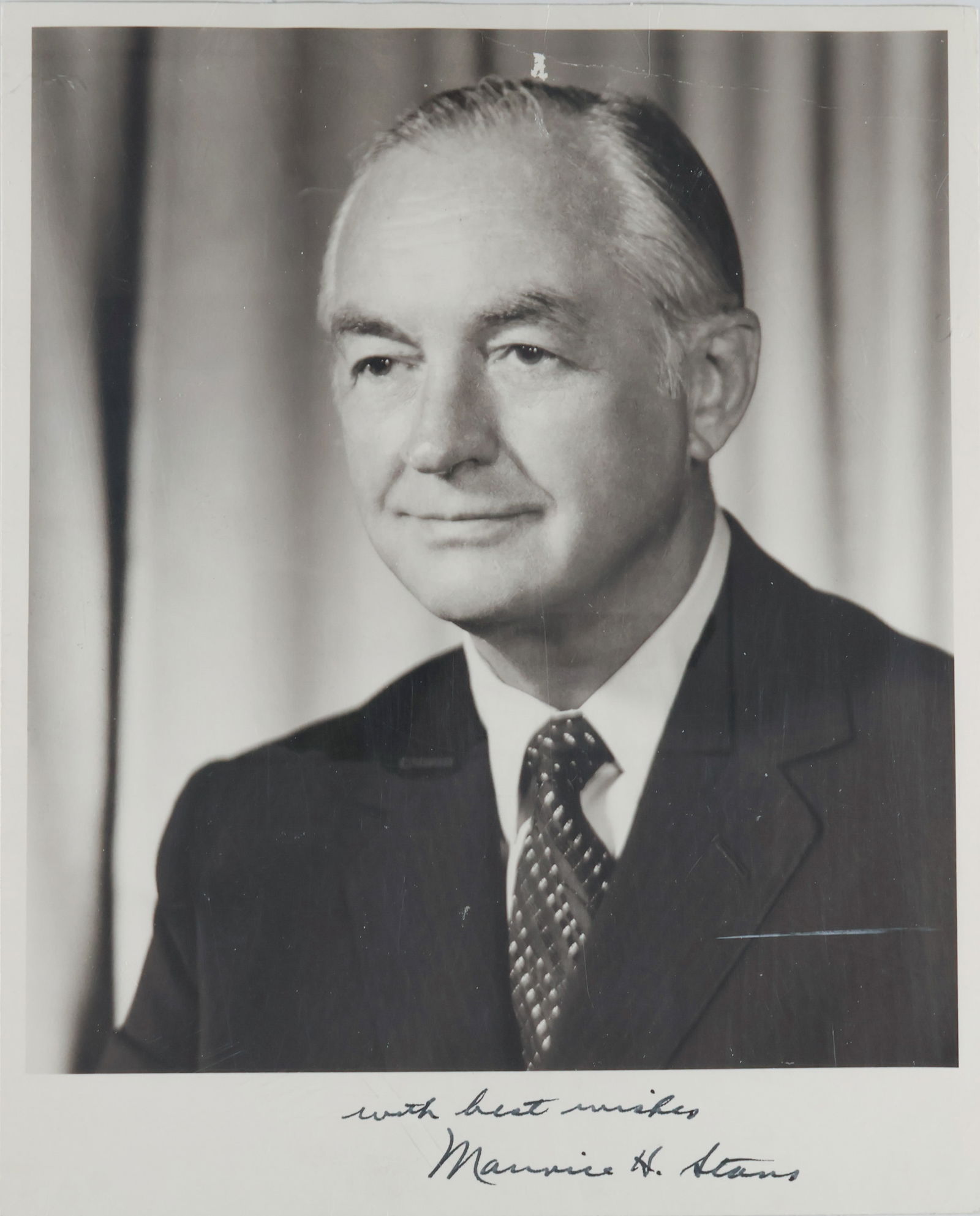 (WATERGATE): MAURICE H. STANS (1908-1998) American politician and secretary of commerce; implicated in the Watergate scandal for money he raised for the Nixon’s reelection campaign that was clearly used to f