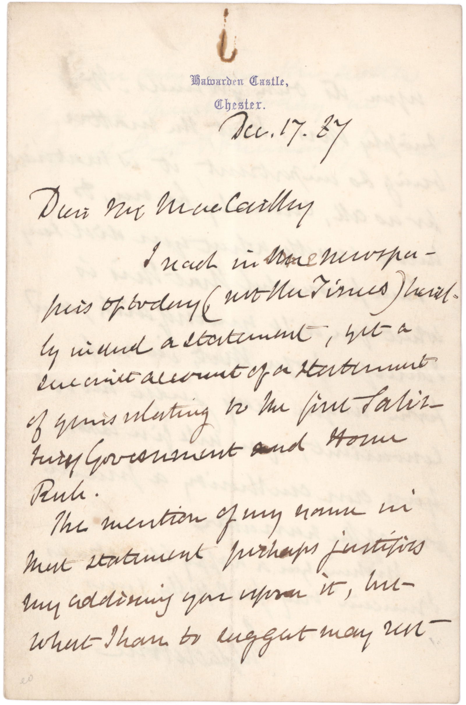 WILLIAM GLADSTONE: (1809 - 1898) British statesman for over 60 years, including 12 years as Prime Minister. He was known as an advocate for working-class people, earning the nickname ‘The People’s