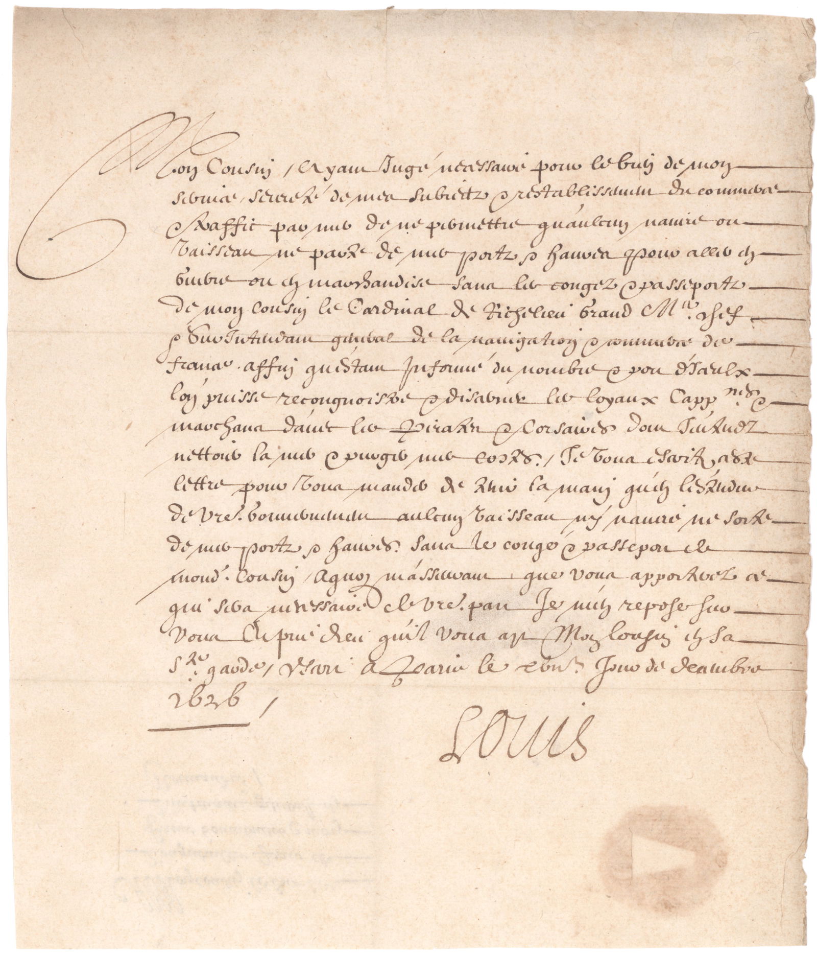 LOUIS XIII: (1601 - 1643) King of France heavily influenced by his mother, Marie de Medicis, and his chief Minister, Cardinal Richelieu during the Thirty Years' War and the Huguenot uprising in southern France.