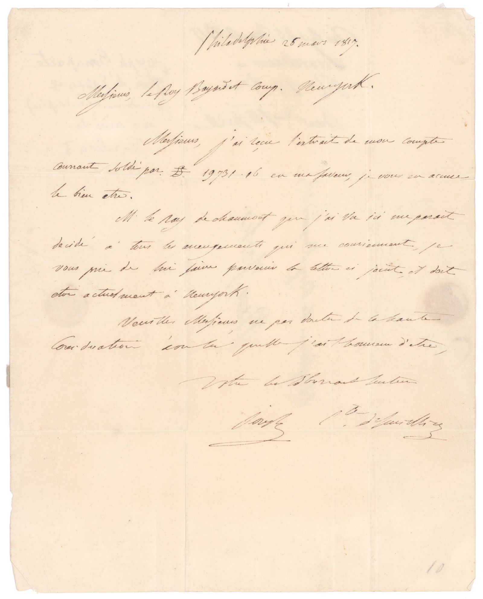 JOSEPH BONAPARTE: (1768-1844) Brother of Napoleon and King of Spain, involved in the Cadoudal plot against Napoleon in 1803, and murdered while awaiting trial in prison. Scarce A.L.S. "Joseph' with holograph integral a