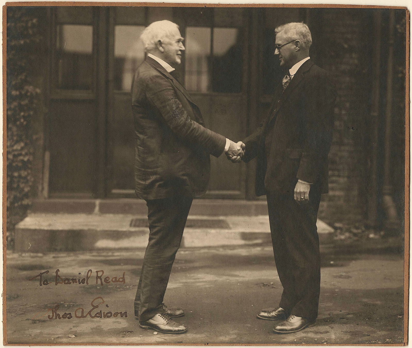 THOMAS EDISON: (1847 - 1931) American inventor of the electric light, phonograph, typewriter, and microphone, to name a few. Considered perhaps the greatest inventor of the century. Superb I.S.P. 8.5 x 7.5 in. b/w,