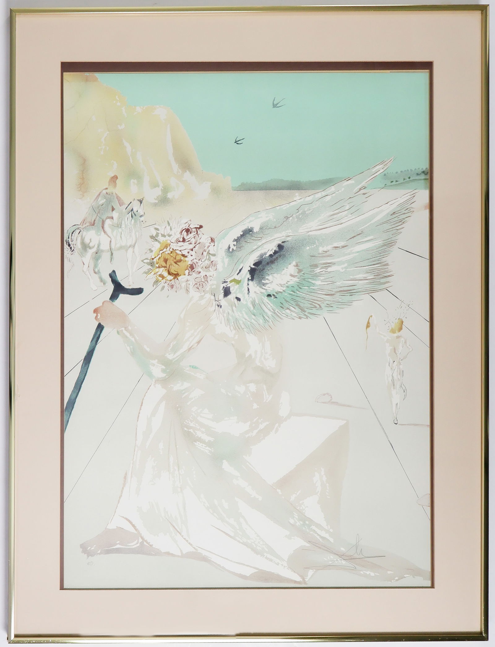 SALVADOR DALI: (1904 - 1989) Spanish artist whose surrealistic paintings reflected his eccentric lifestyle. His works are known for their dream-like, symbolic nature. Signed lithograph on pressed paper: 'Helen of