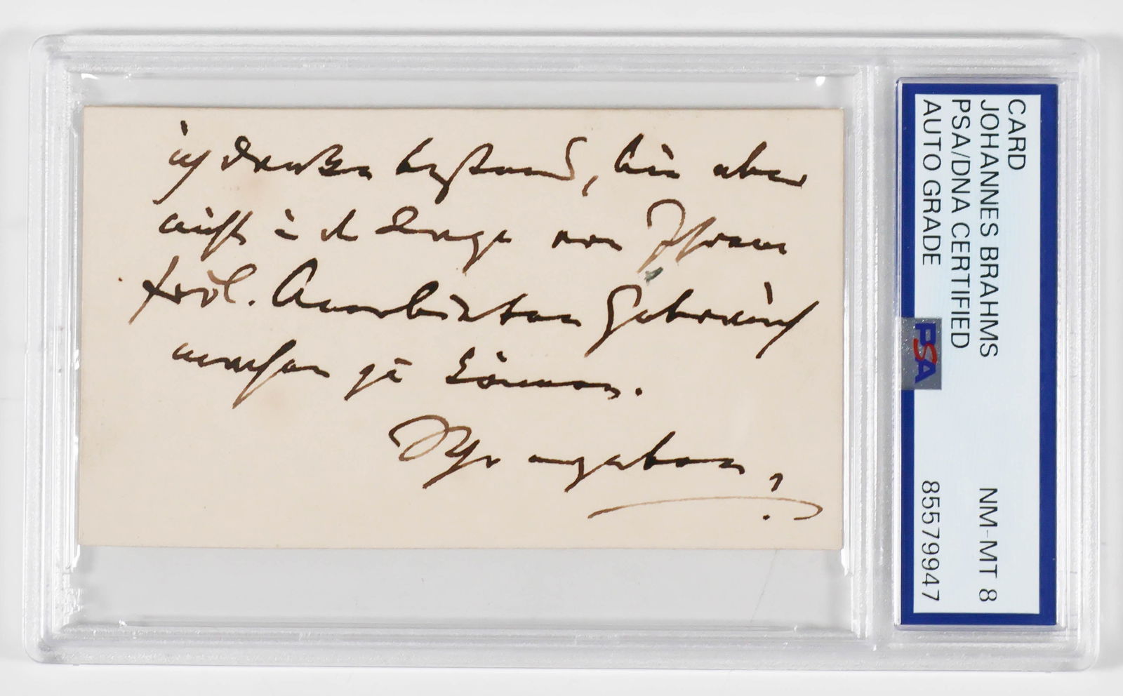 JOHANNNES BRAHMS: (1833 - 1897) German composer and pianist, a prime exponent of the Romantic school of composition who created symphonies, piano works, concertos, and his famous 'Lullaby'. A very nice representative