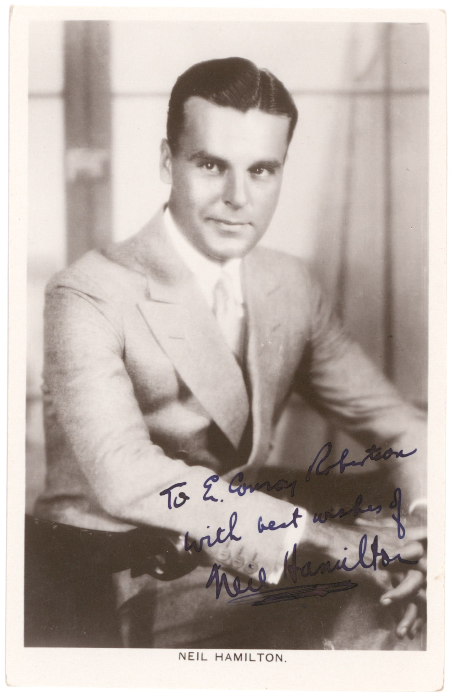 (BATMAN) NEIL HAMILTON: (1899 – 1984) American stage, film and television actor, best remembered for his role as Commissioner Gordon on the Batman TV series of the 1960s, having first played a character by that name