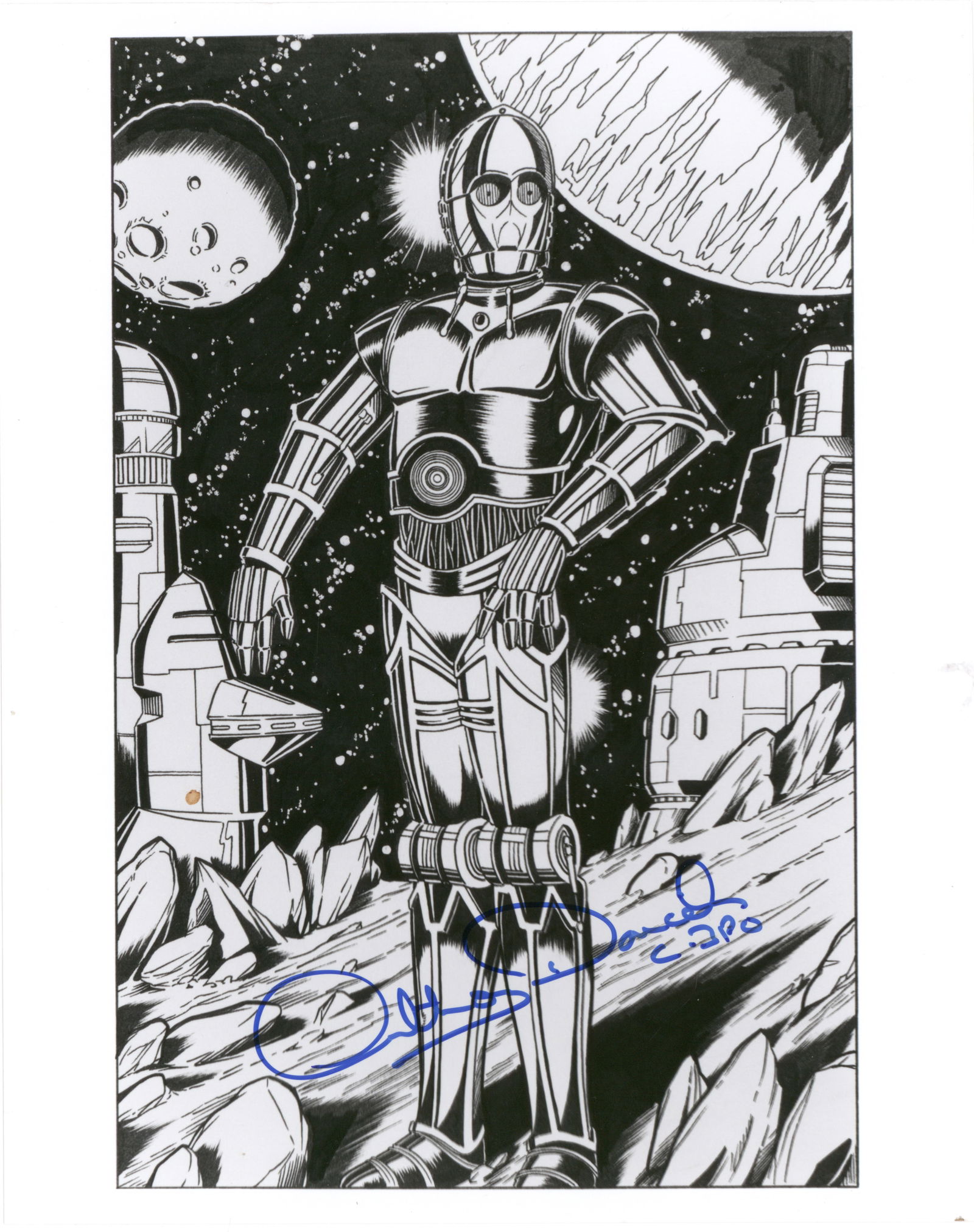 (STAR WARS) ANTHONY DANIELS: (b. 1946) English actor and mime artist, best known for playing C-3PO in 11 Star Wars films, from Star Wars (1977) to Star Wars: The Rise of Skywalker (2019). He wore the costume and voiced his