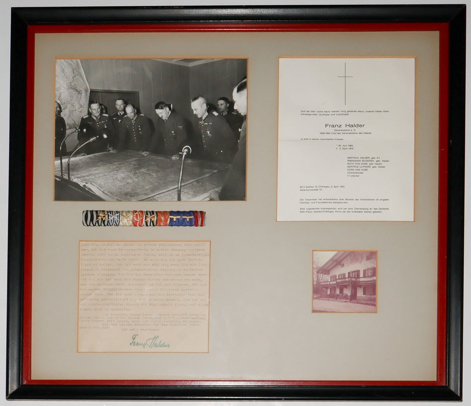 GEN. FRANZ HALDER'S RIBBON BAR: FRANZ HALDER (1884 - 1972) German chief of staff who brilliantly planned the invasion of Russia, Operation Barbarossa and served very competently until transferred to the reserves by Hitler due to