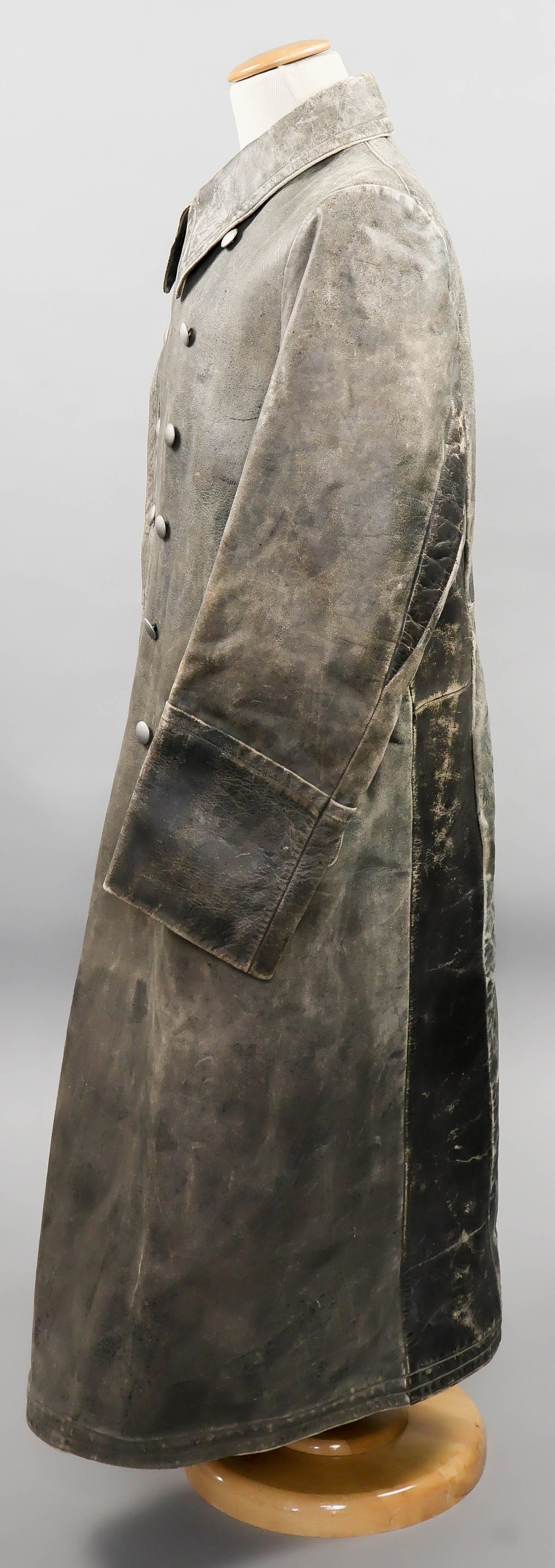 GEN. FRANZ HALDER'S FIELD GRAY LEATHER GREAT COAT - 2