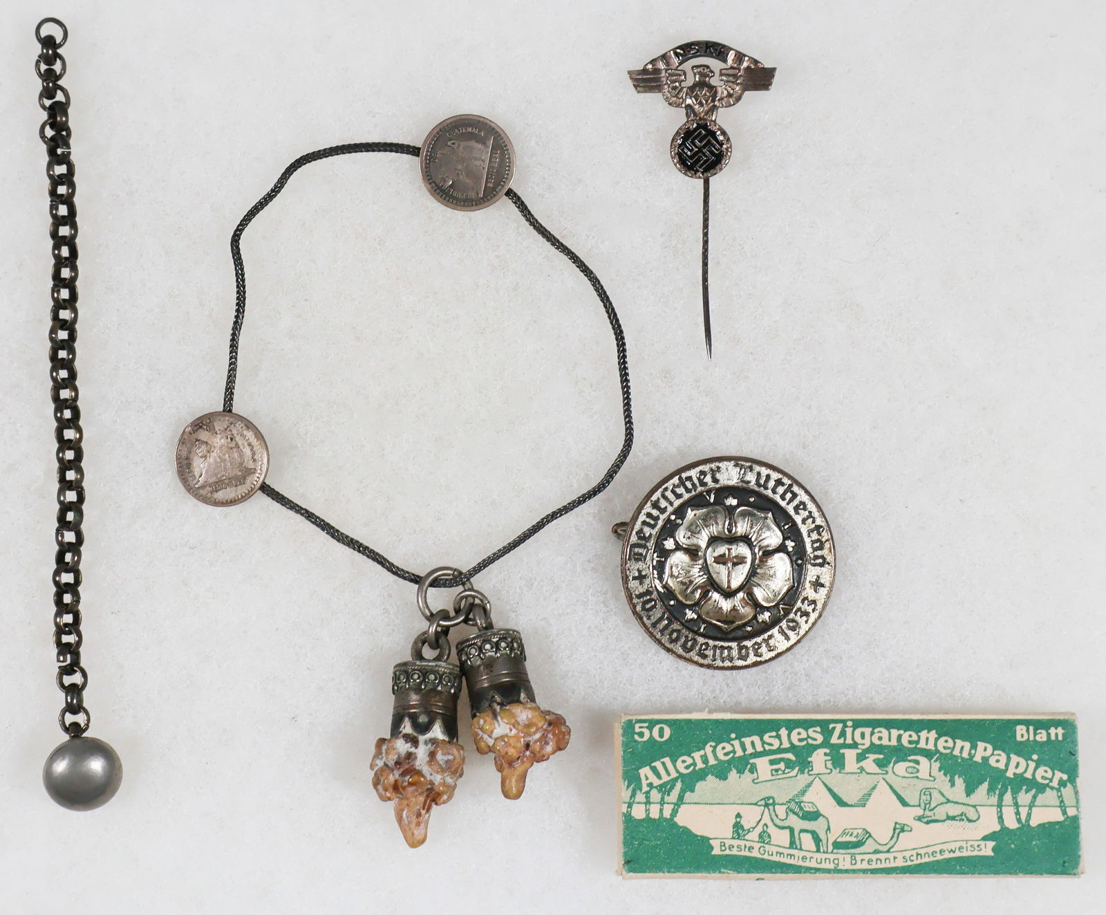 GEN. FRANZ HALDER PERSONAL RELICS (5): Lot of five personal items once owned by Halder and originating from his estate, to include: a Luthertag 1933, or German Luther Day solid-back tinnie, Nov. 10, Nov. 10, 1933, celebrating the 450th ann