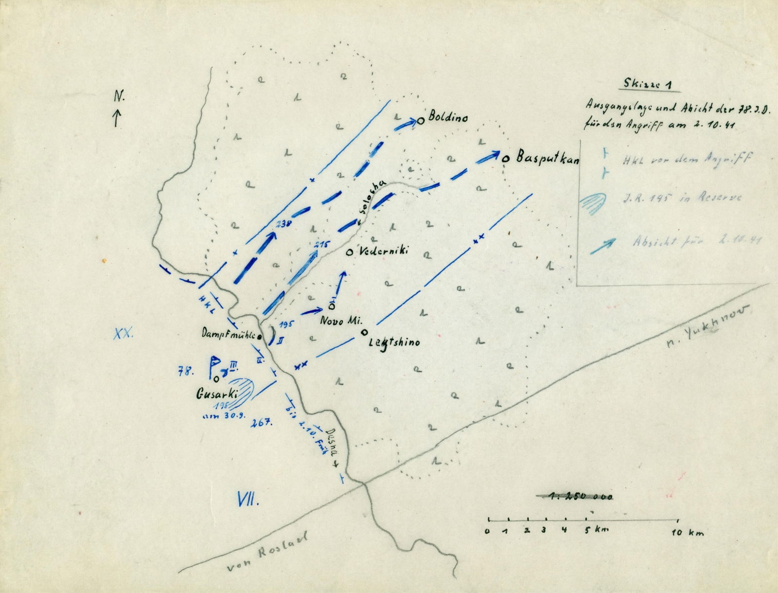 GEN. FRANZ HALDER'S MAP OF I.D. 292 AND THE START OF 'TYPHOON' (1 of 1)