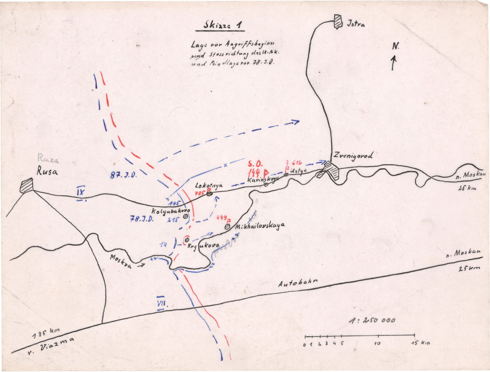 GEN. FRANZ HALDER'S MAP OF THE SITUATION ON THE SECOND DAY OF OPERATION TYPHOON (1 of 1)