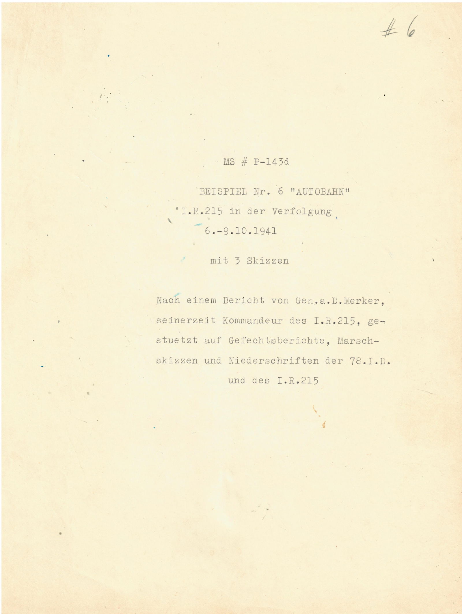 FRANZ HALDER’S DRAFT ANALYSIS OF THE DRIVE TOWARDS VYAZMA DURING OPERATION ‘ (1 of 4)
