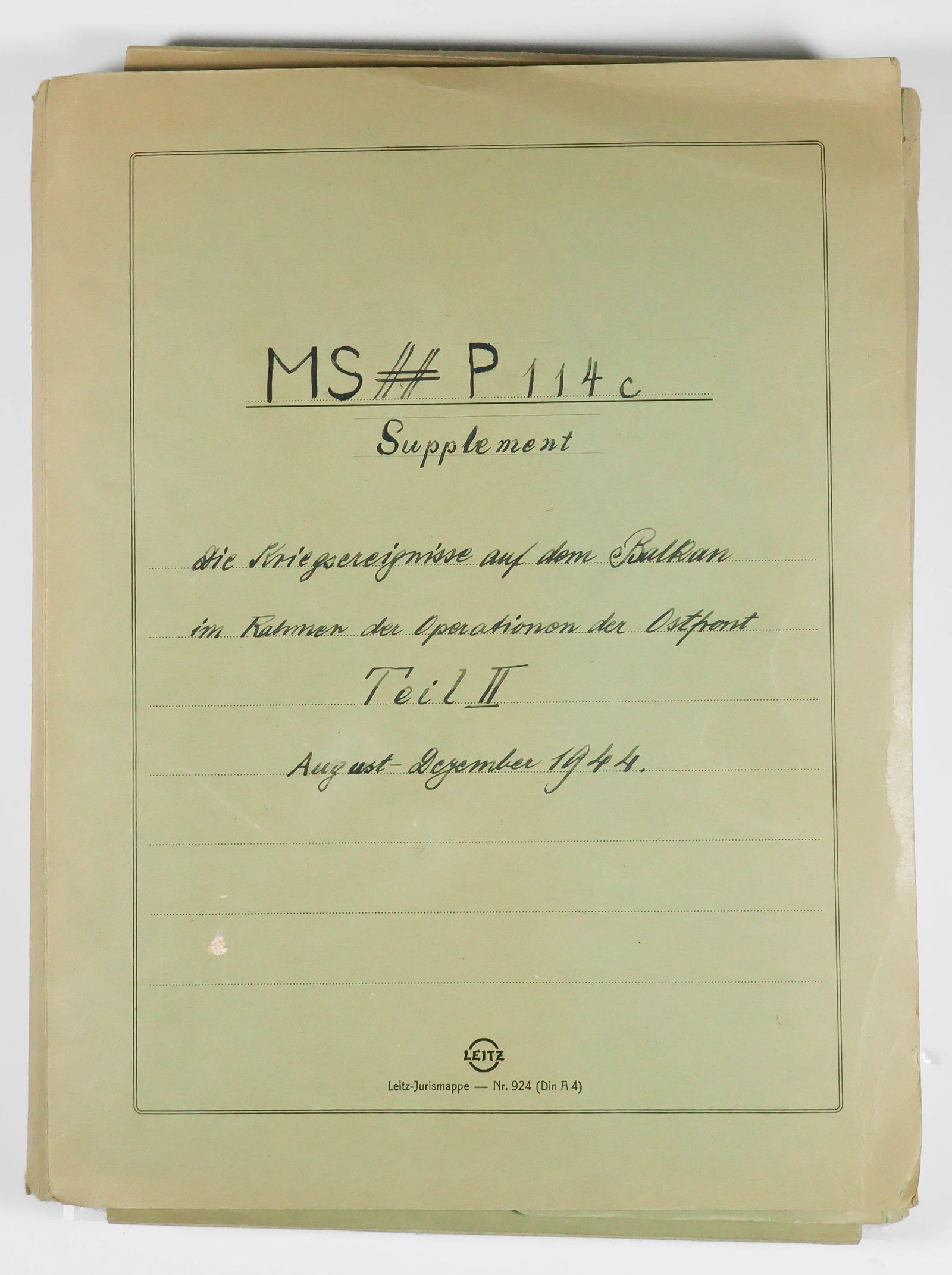 GEN. FRANZ HALDER’S ANALYSIS OF THE SOVIET BREAKTHROUGH IN THE BALKANS: An extraordinary historic mimeographed document, approx. 279pp. 4to., originating from the personal files of German General FRANZ HALDER (1884-1972), Chief of Staff of the German ‘Oberkommando d