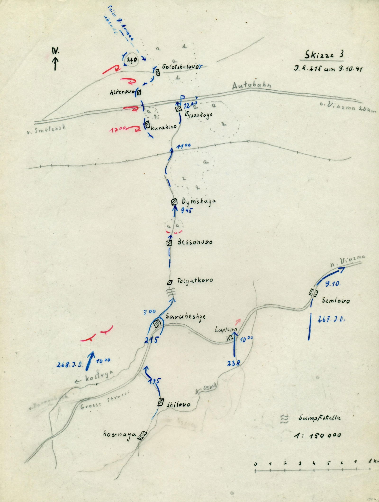 GEN. FRANZ HALDER'S MAP OF THE FIRST WEEK OF OPERATION TYPHOON (1 of 1)