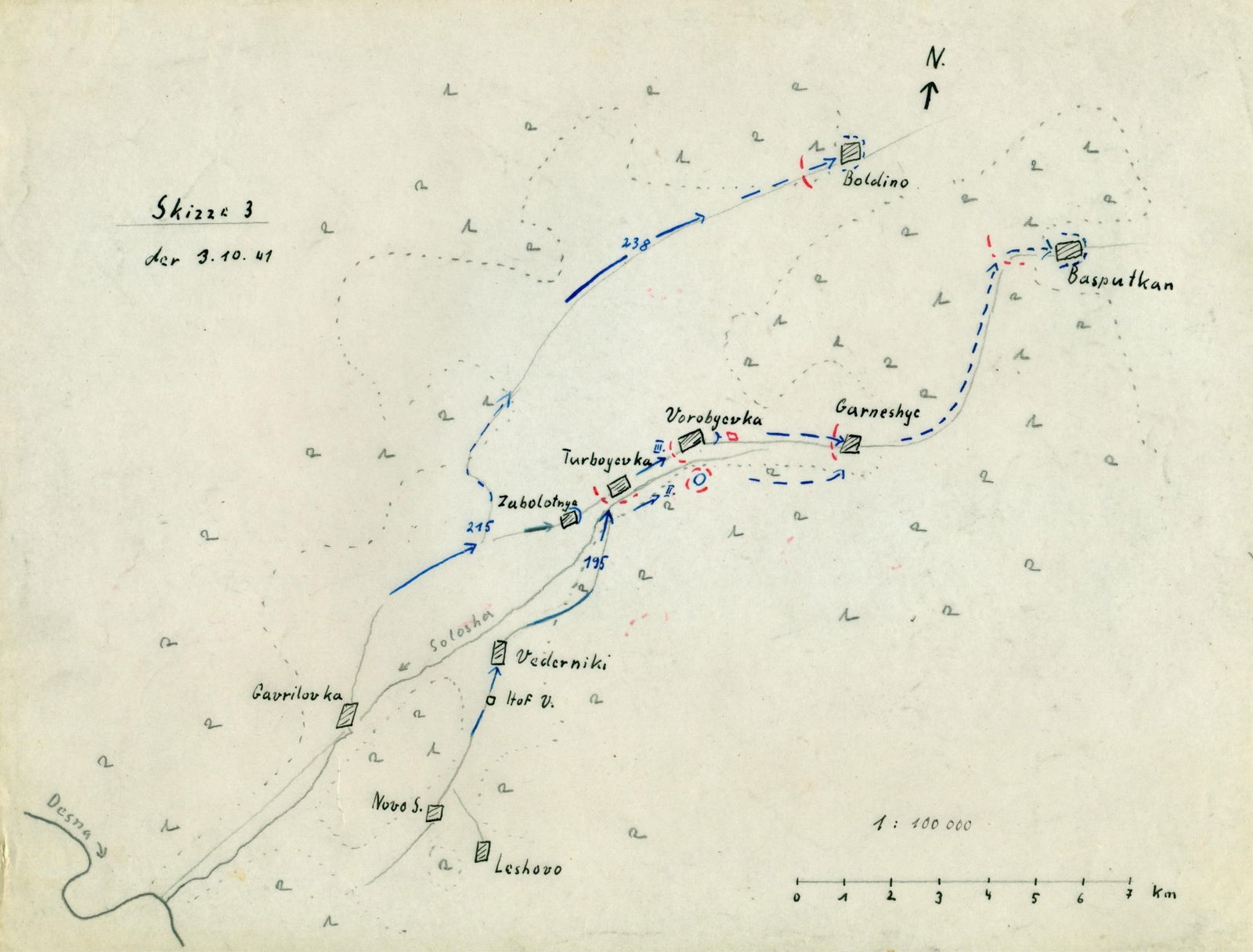 GEN. FRANZ HALDER'S MAP OF THE SECOND DAY OF 'OPERATION TYPHOON' (1 of 1)