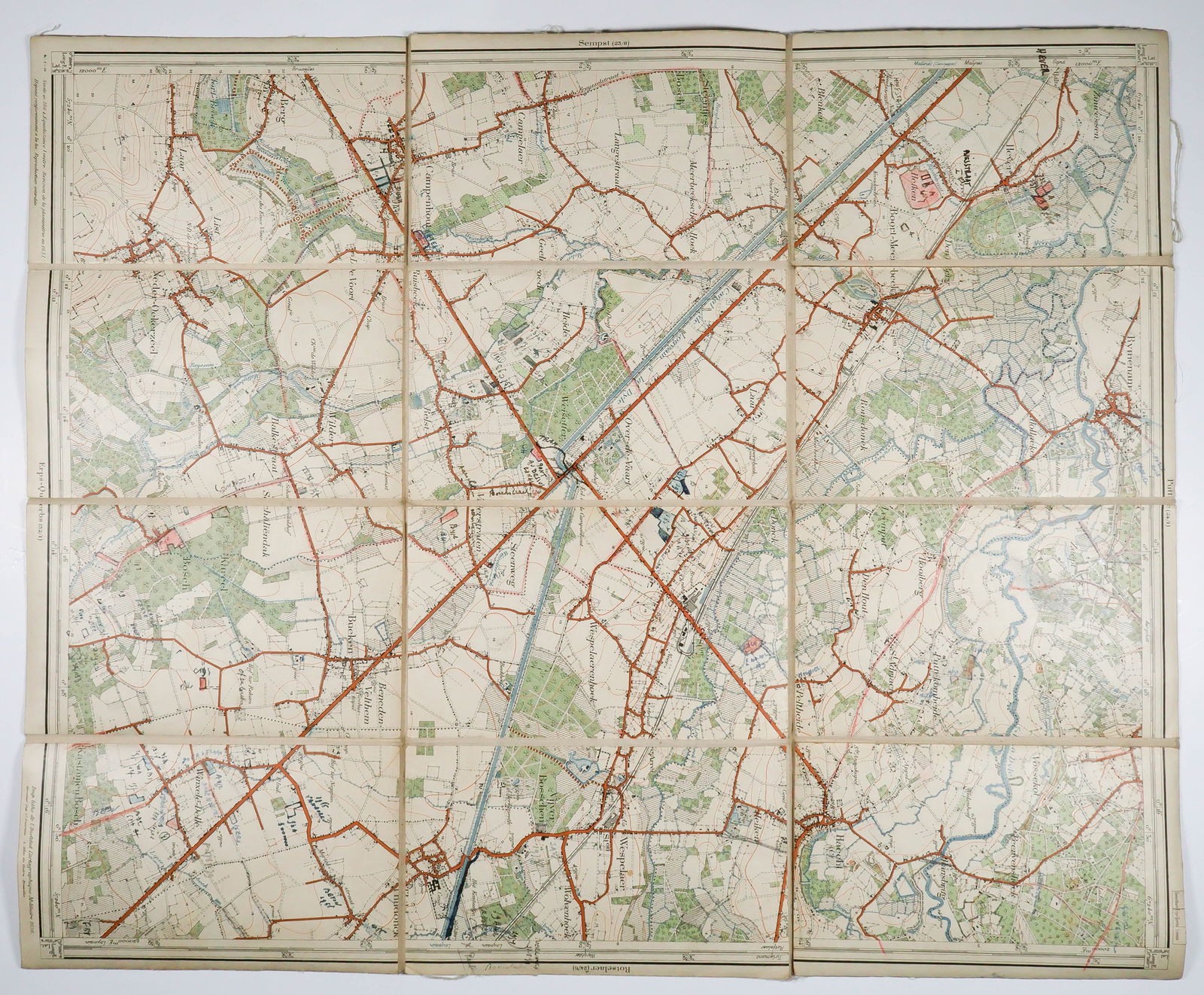 ANNOTATED BELGIAN MILITARY MAP OWNED BY GEN. FRANZ HALDER: A very interesting relic of the German invasion of Belgium in May, 1940 as part of ‘Fall Gelb’ (Plan Yellow), a 1:20,000-scale map, 21.25 x 17.5, published 1936 by the institute of Militar