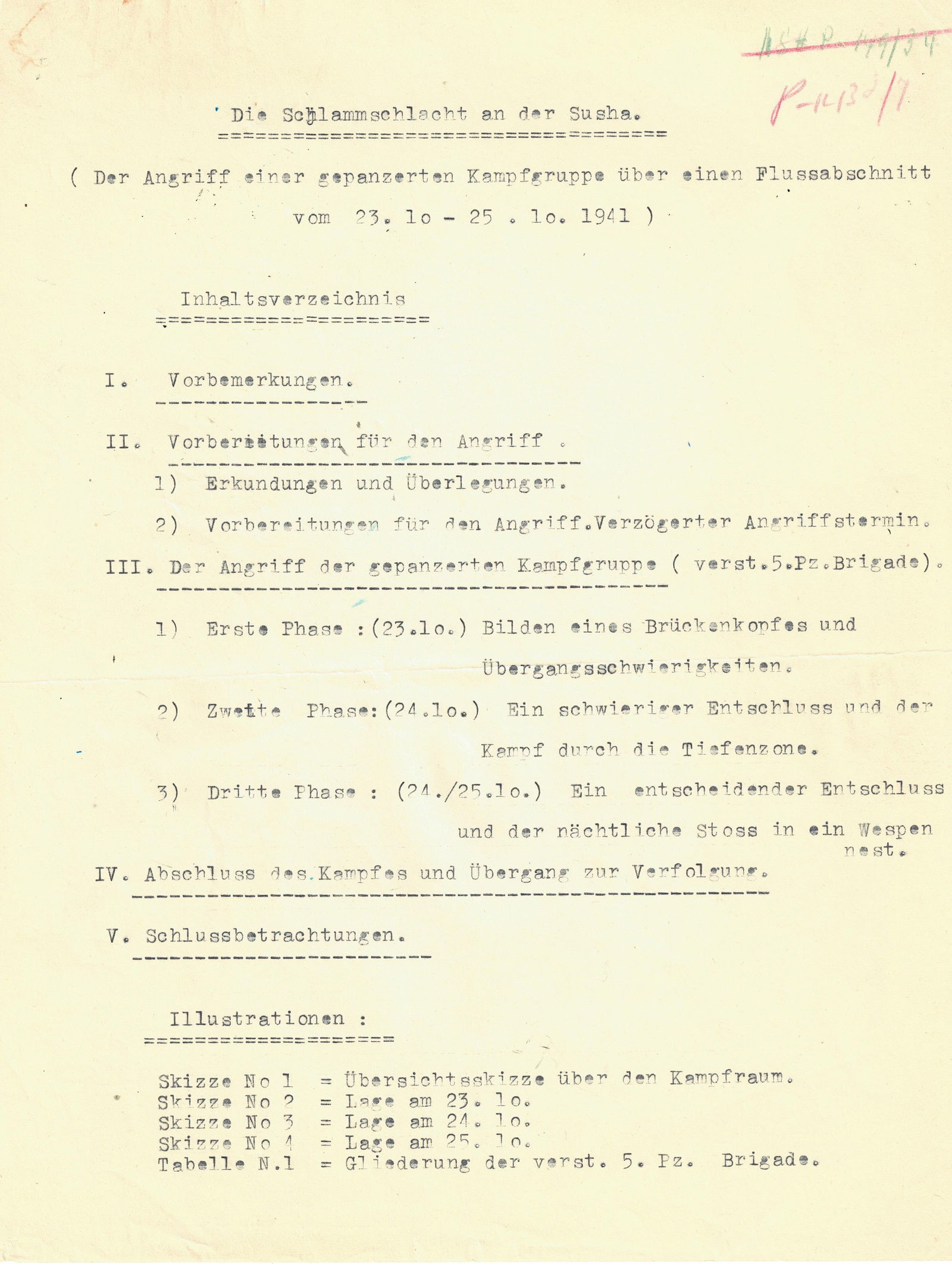 FRANZ HALDER’S DRAFT ANALYSIS OF THE ‘MUD FIGHT AT THE SUSHA’ (1 of 4)